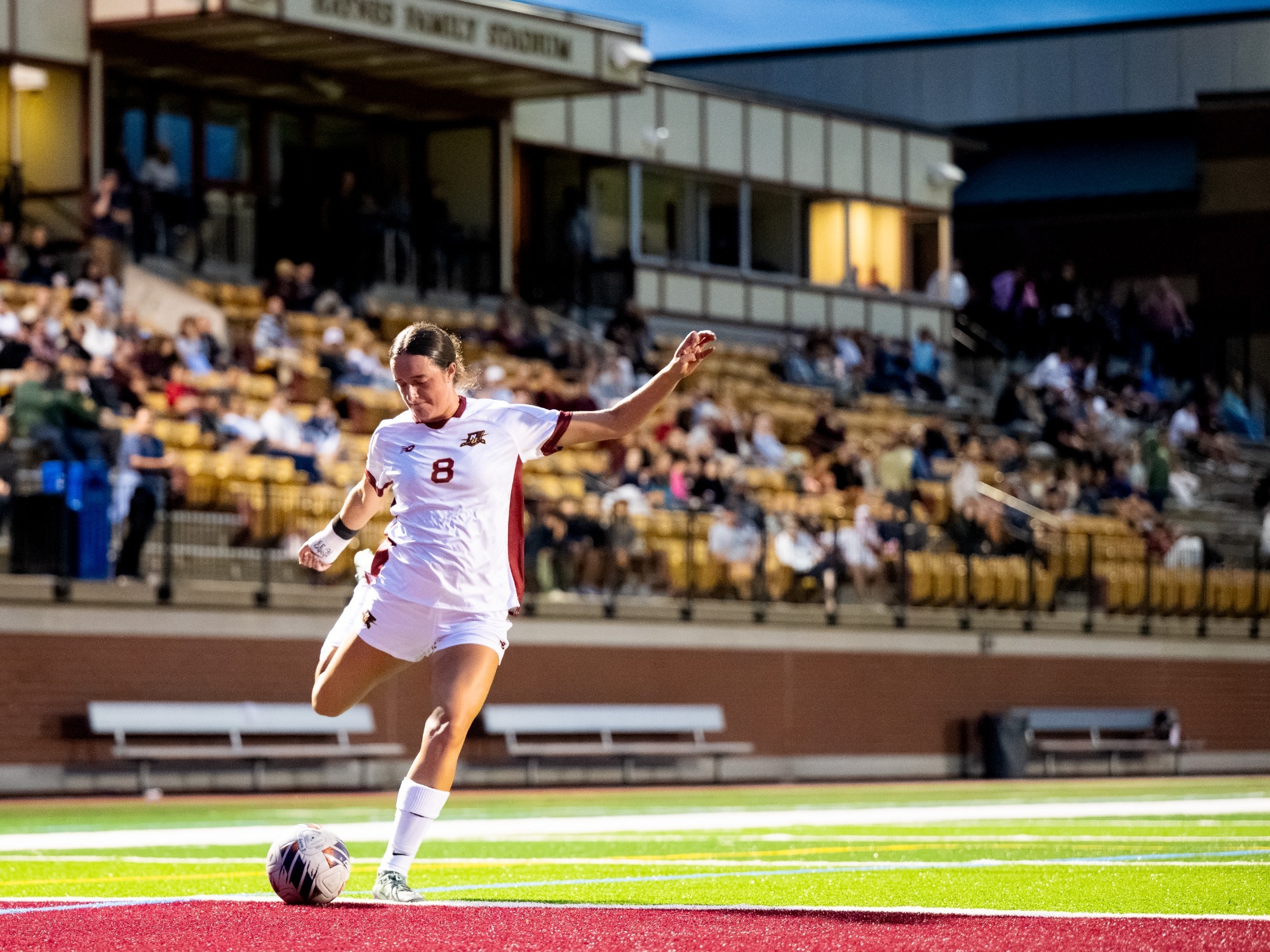 Hackman winding up a shot in the attacking third. 