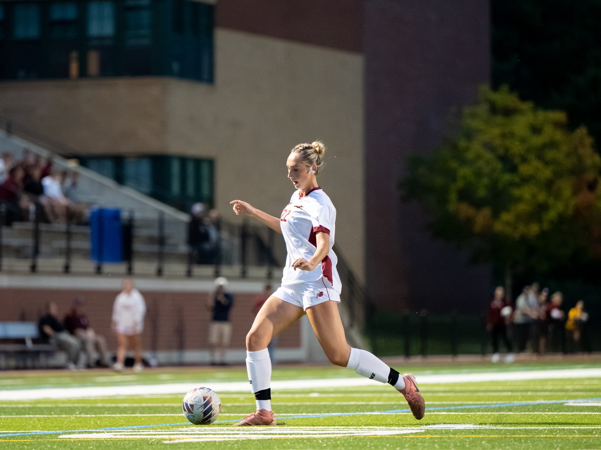Freshman standout Guaralillo on the ball in the attacking third.