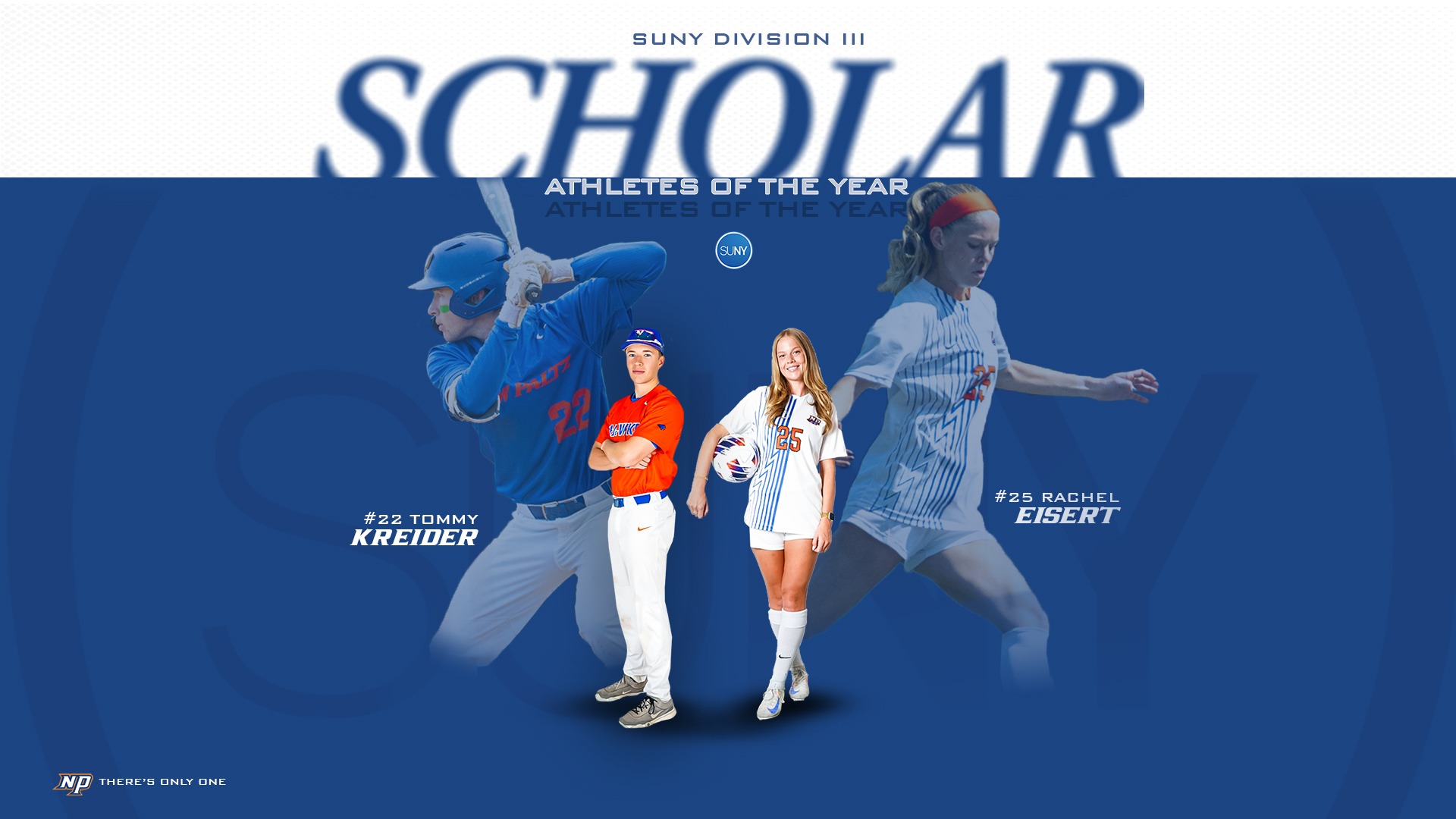 Tommy Kreider and Rachel Eisert SUNY Division III Male and Female Athlete of the Year main story graphic