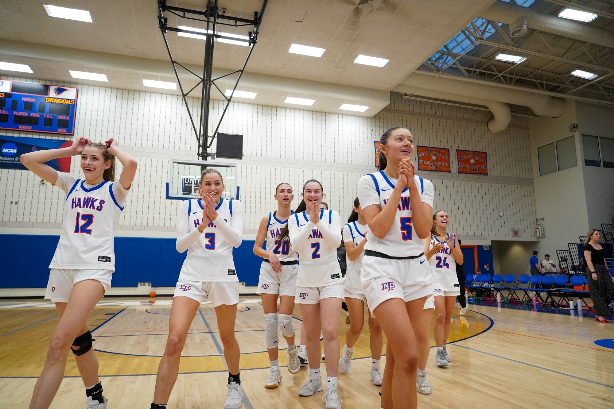 Celebrate SUNYAC Championship Champions team huddle cheer