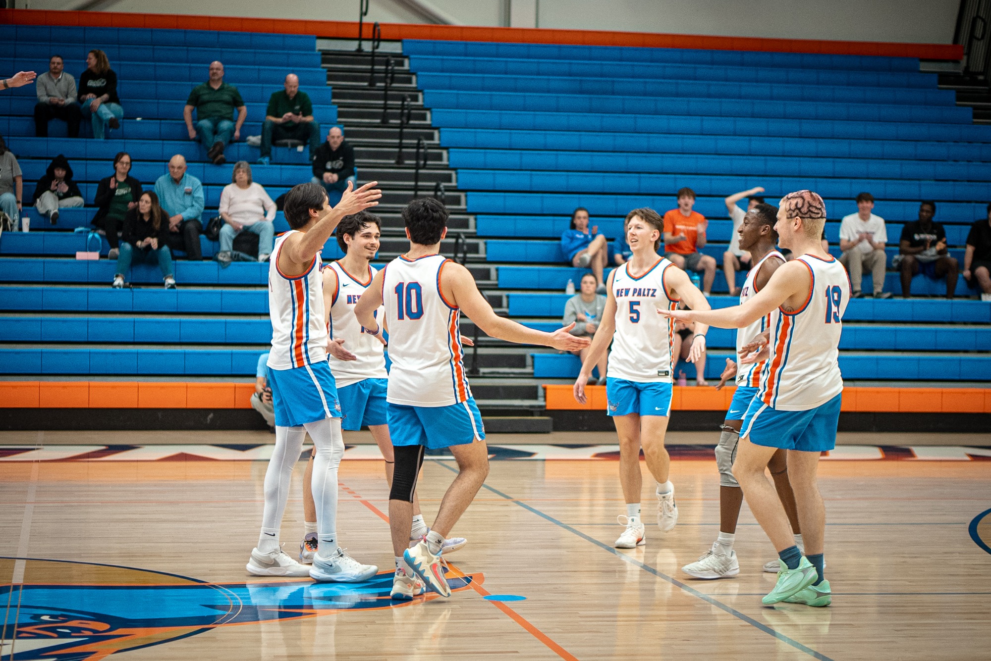 Hawks celebrate after a point