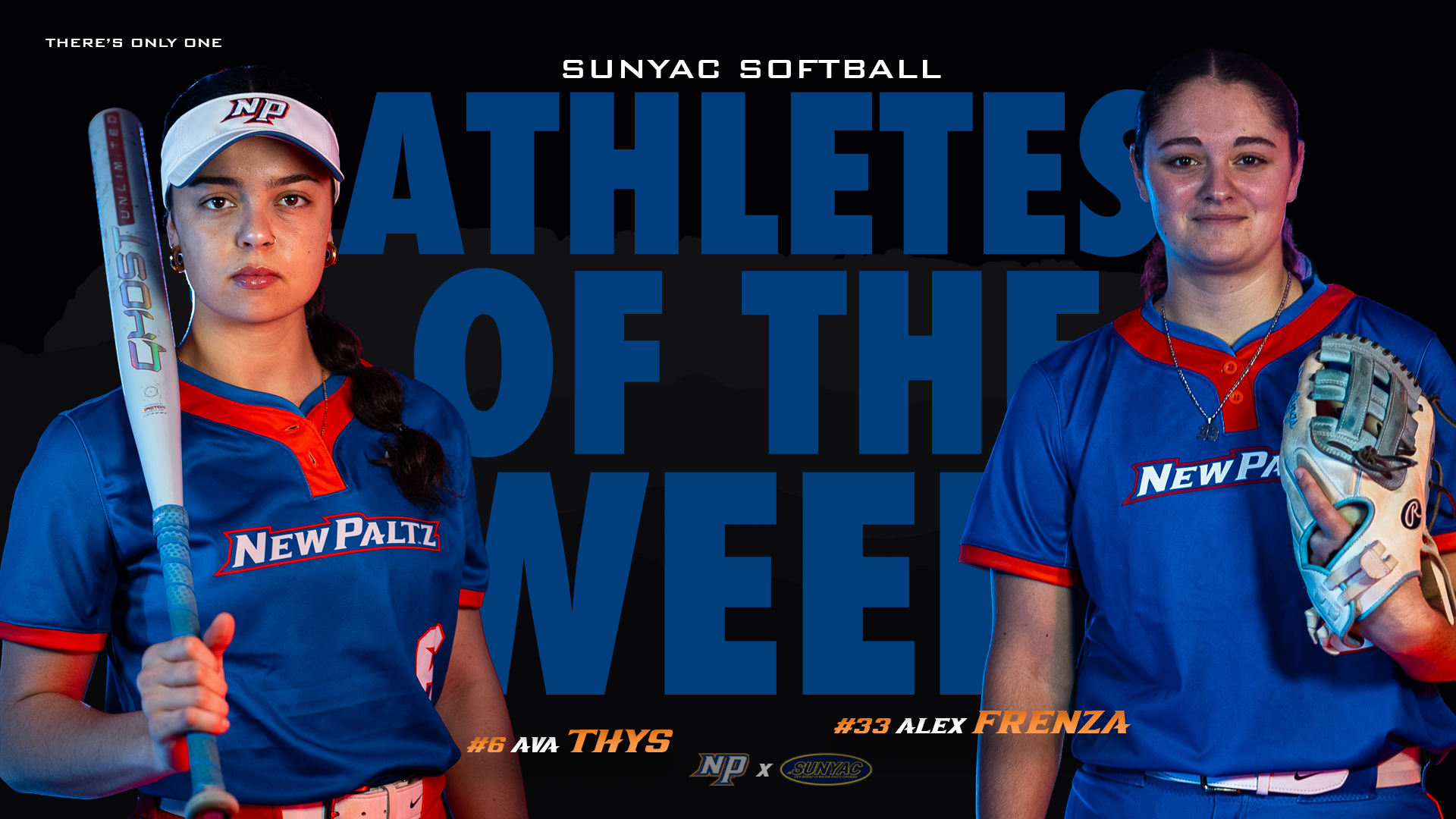Ava Thys and Alex Frenza SUNYAC Softball Athlete of the Week main story graphic