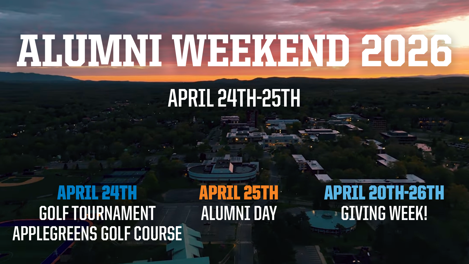Alumni Weekend April 24-25 main story graphic
