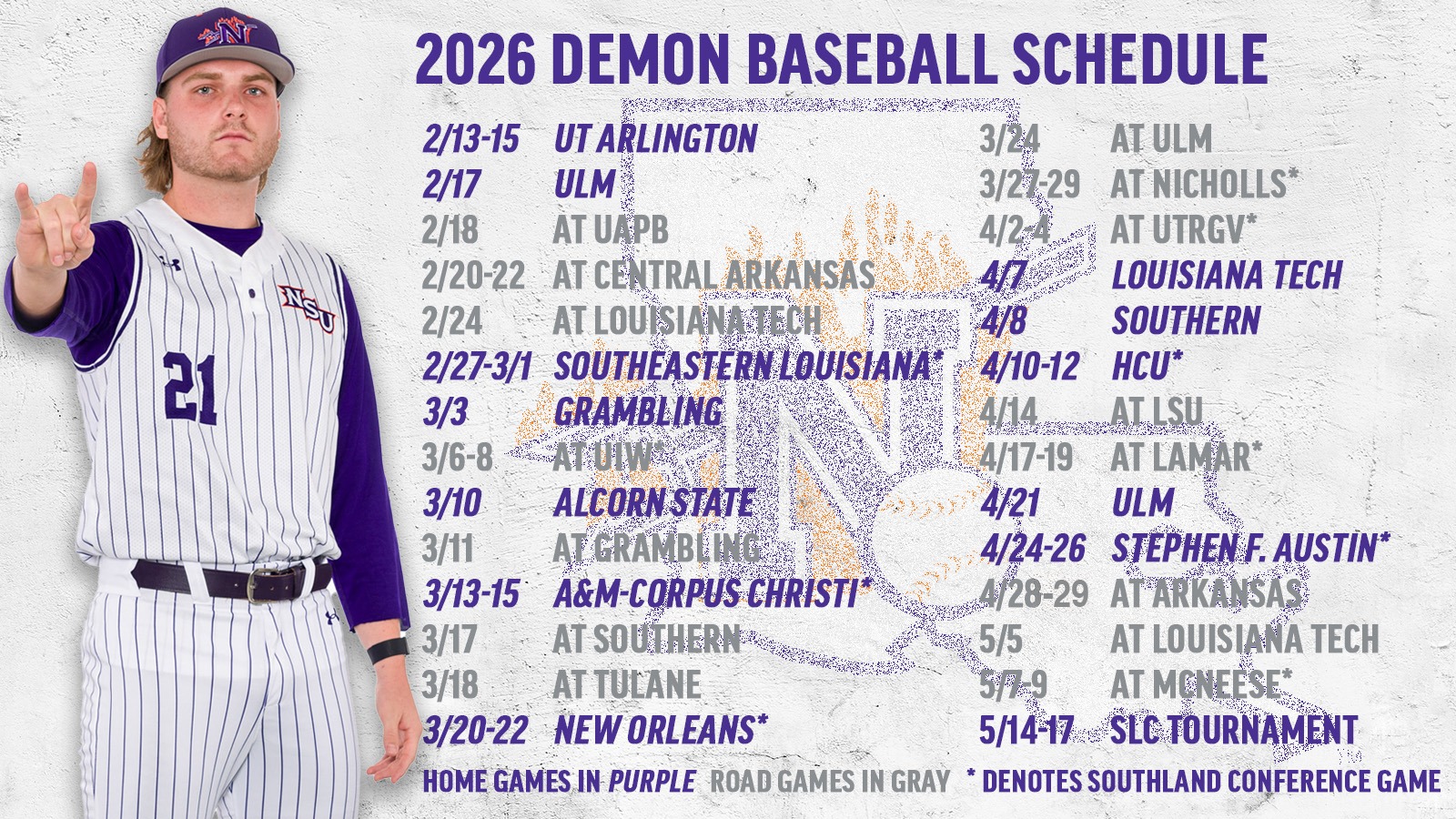 Corrected 2026 Baseball Schedule graphic