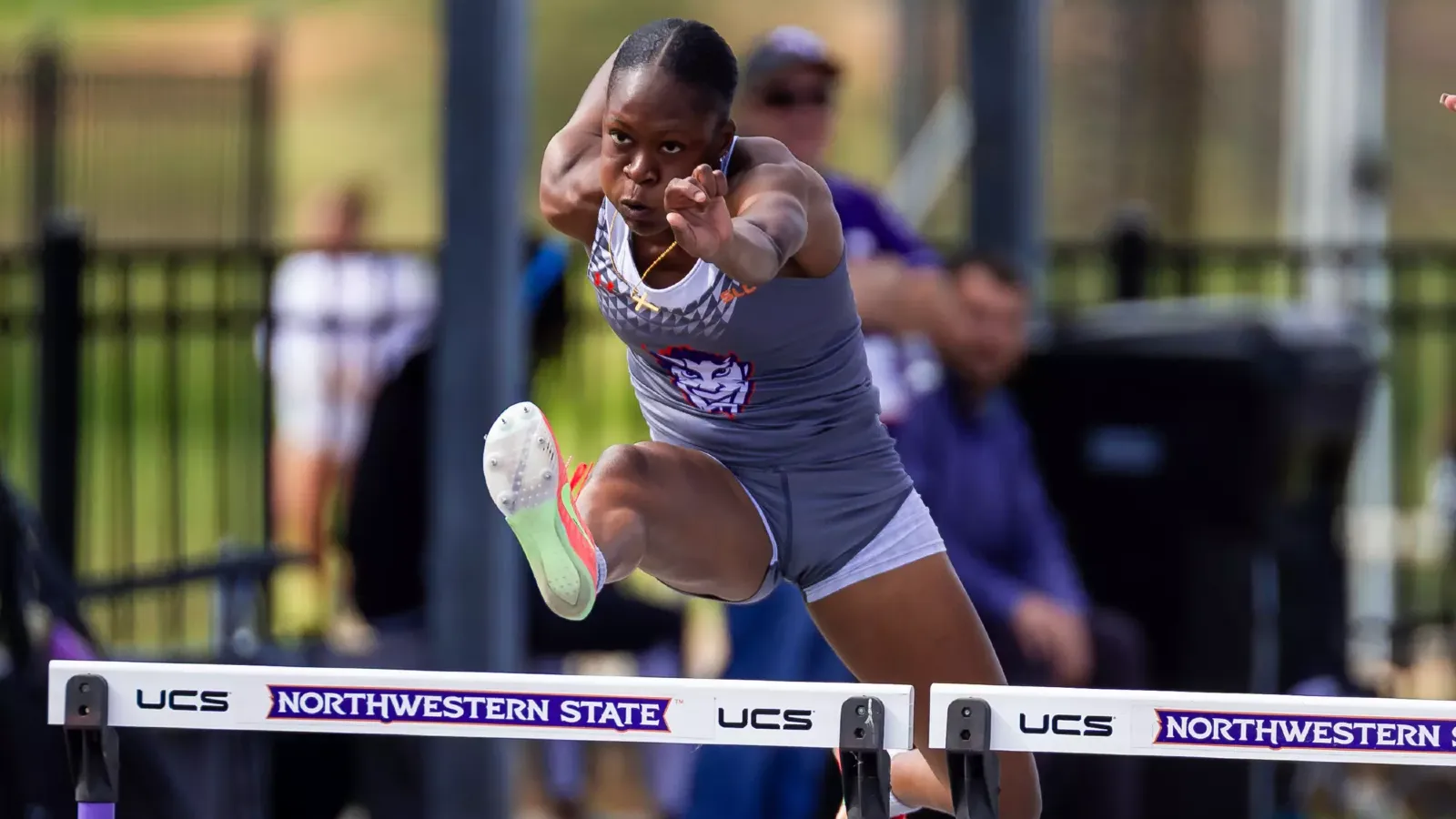 Silet Gray in the 100 meter hurdles