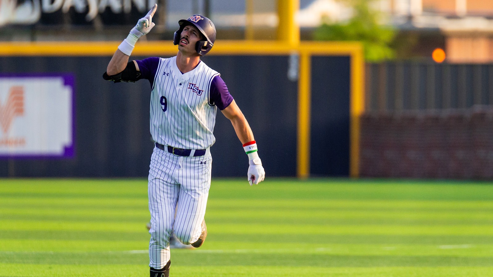 Thomas Marsala III rounds the bases after hitting a home run against Stephen F. Austin.