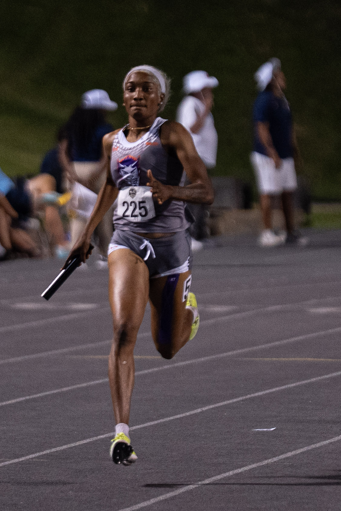 Rushana Dwyer running the anchor in the 4x400 meter relay 