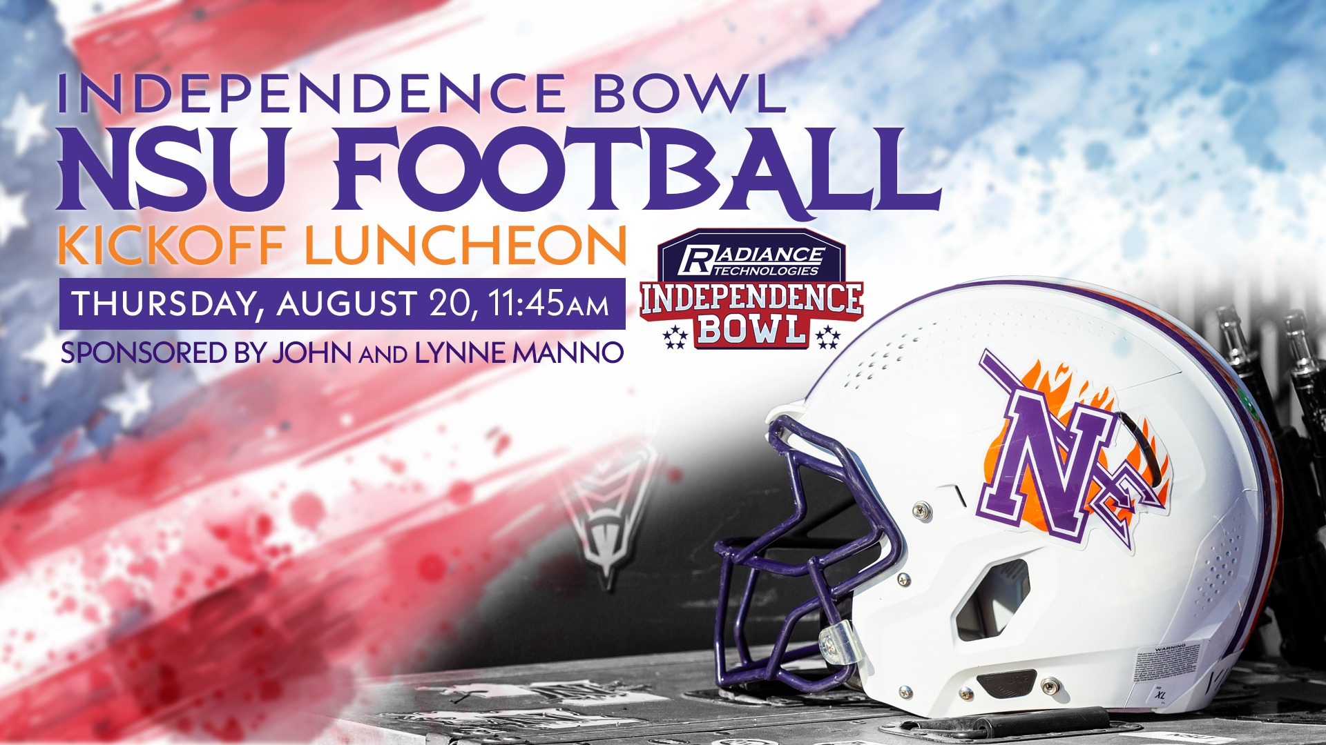 Graphic announcing the annual Northwestern State/Independence Bowl Kickoff Luncheon in Shreveport