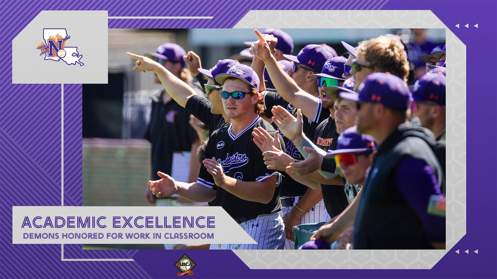 Graphic honoring Northwestern State's ABCA Academic Excellence Award