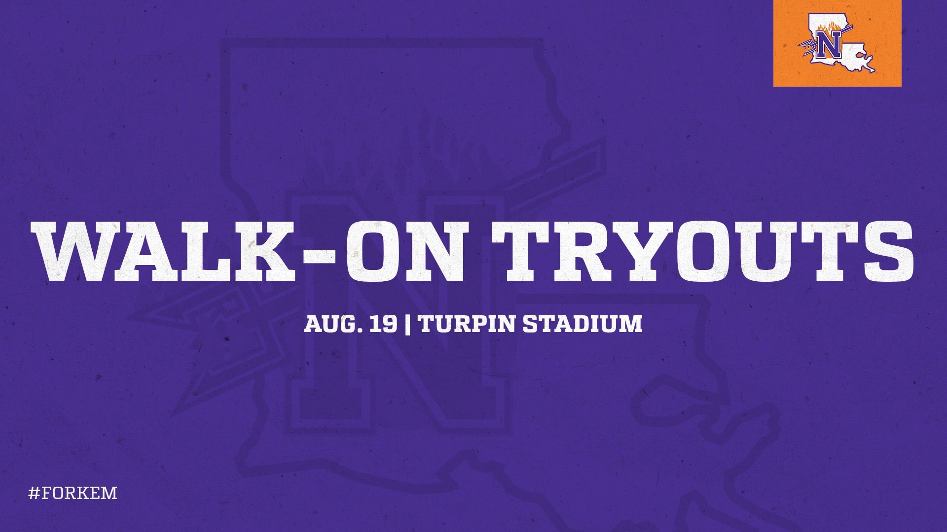 Graphic announcing date for football walk-on tryouts