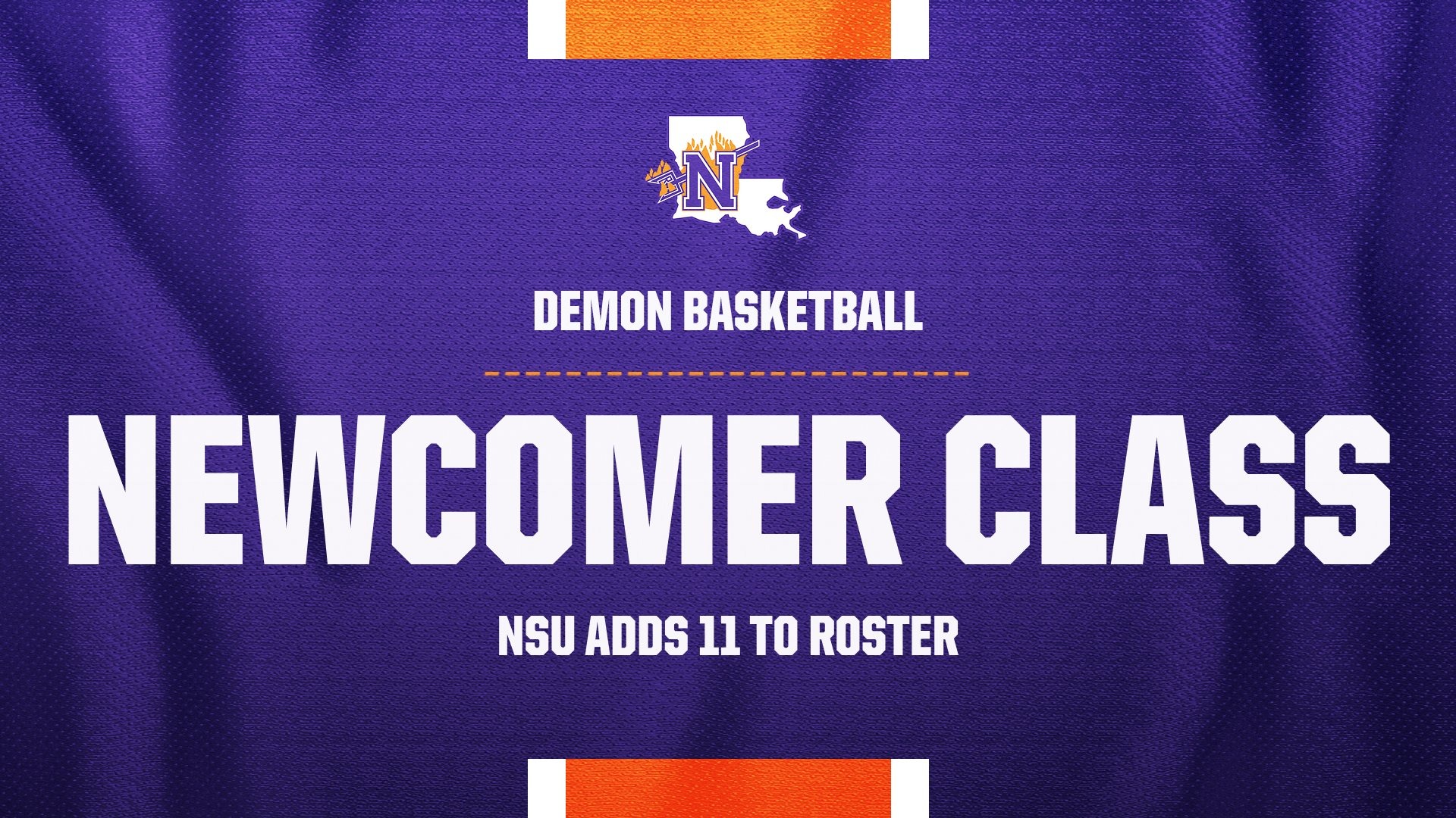 Graphic for the 11-person Northwestern State men's basketball newcomer class