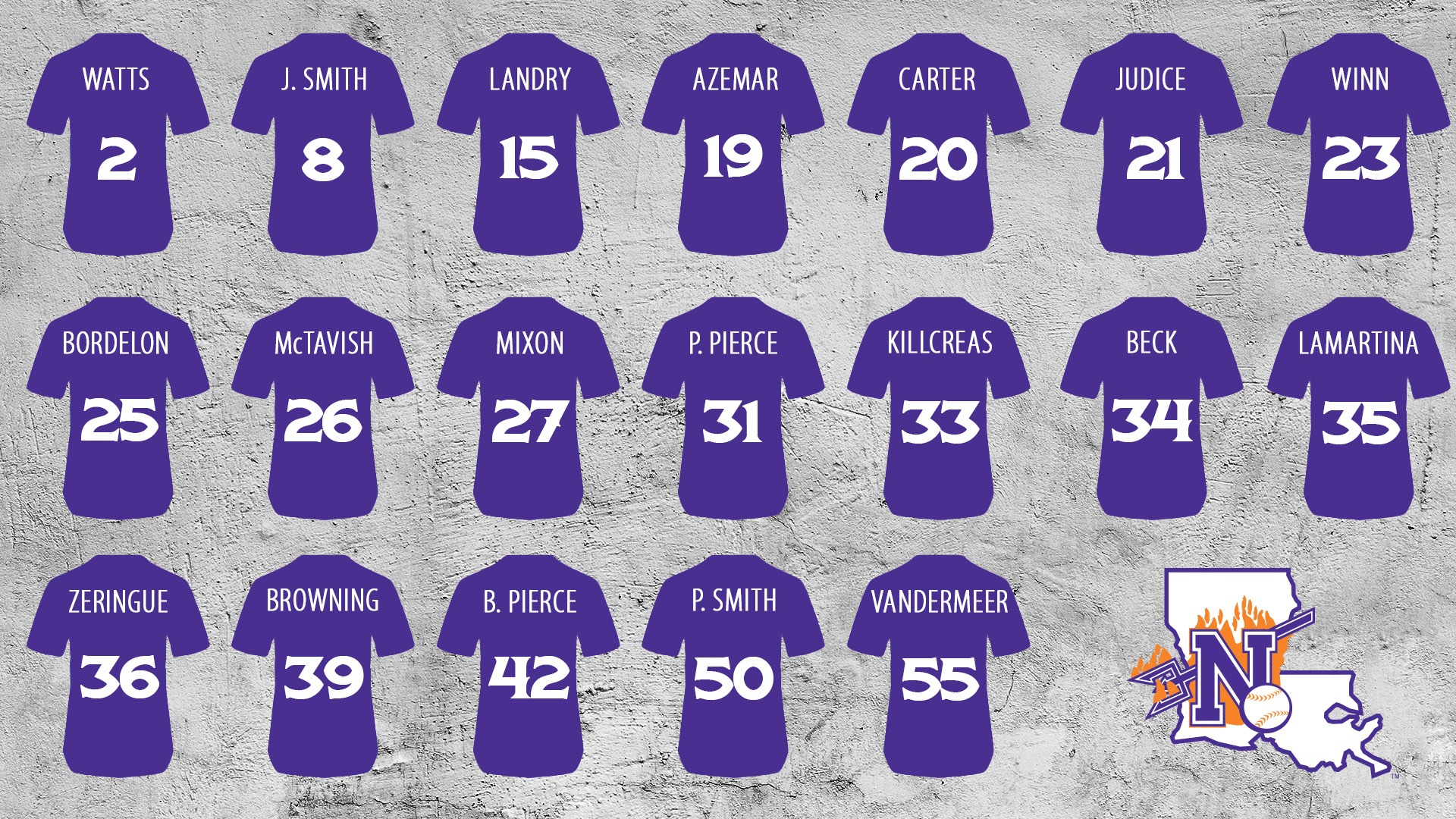 Graphic of jerseys with names and numbers of newcomers to Demon baseball.