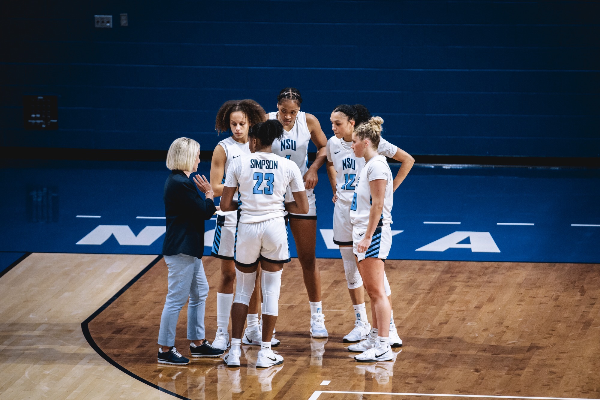 nsu wbb huddle vs fsc