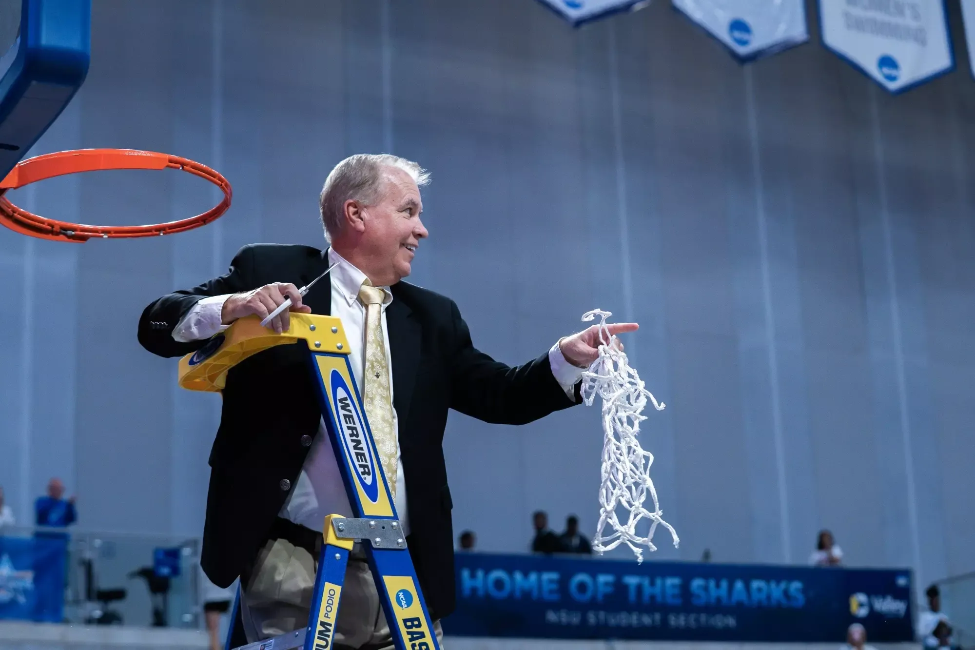 Crutchfield Cuts the Net (Rick Case Arena)