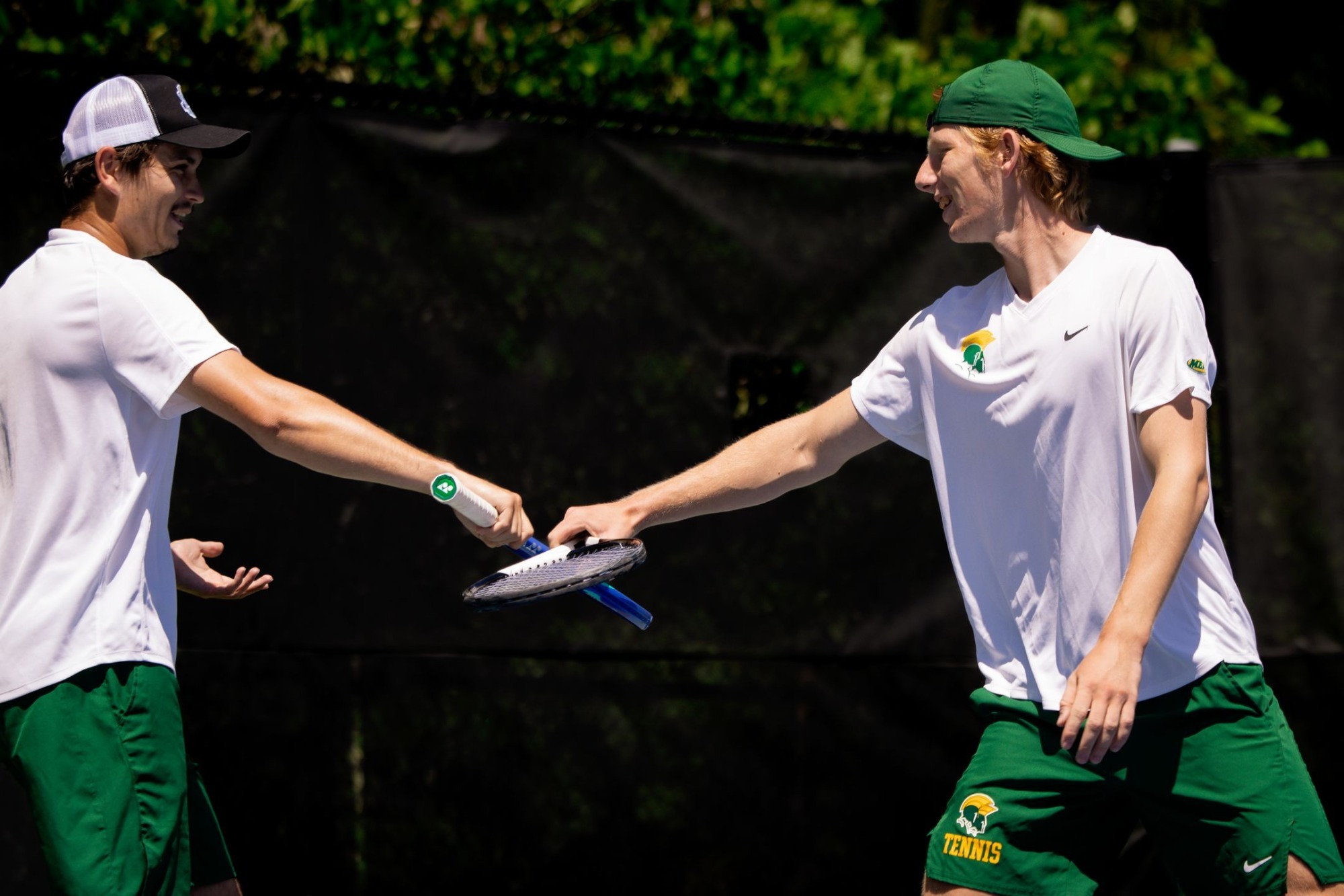 Boris Lunin & Szymon Janzen celebrate doubles point in MEAC Quarterfinals Match