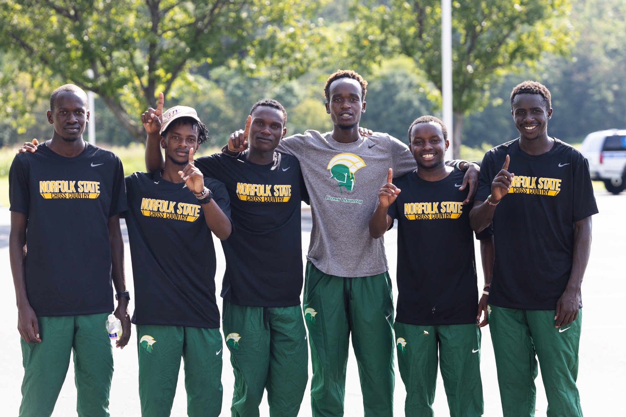 Men's Cross Country team photo after the finish