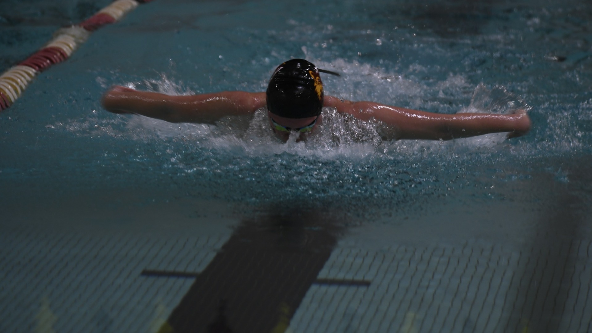 NSU swimmer competing in NSU's 114-53 victory against Jamestown on Sept. 25 at home.