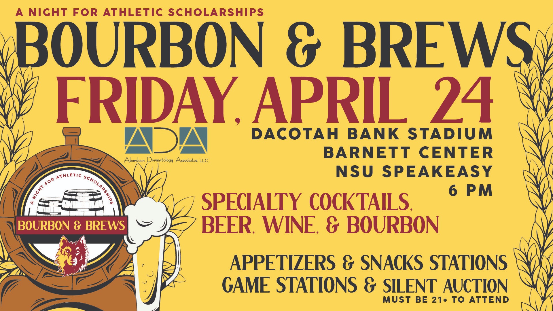 Graphic for the 2026 Bourbon & Brews event with dates and other details