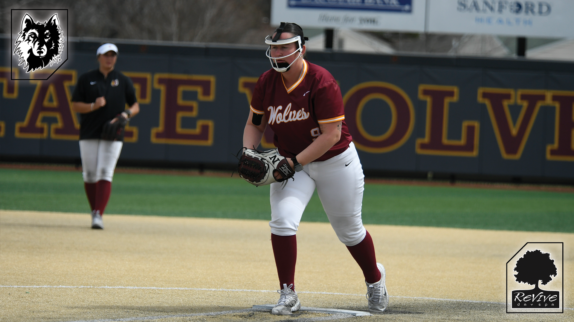 Mckenzie Wanner getting ready to pitch in NSU's 3-0 victory over UMM.