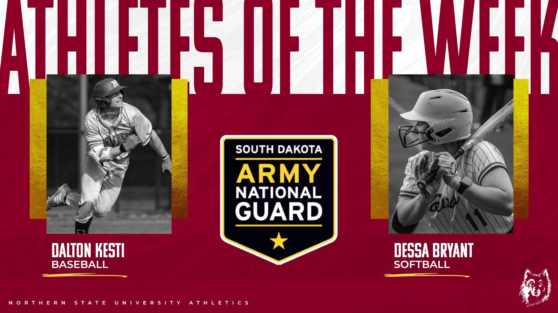 Dalton Kesti and Dessa Bryant earned players of the week and the image is a graphic showing that
