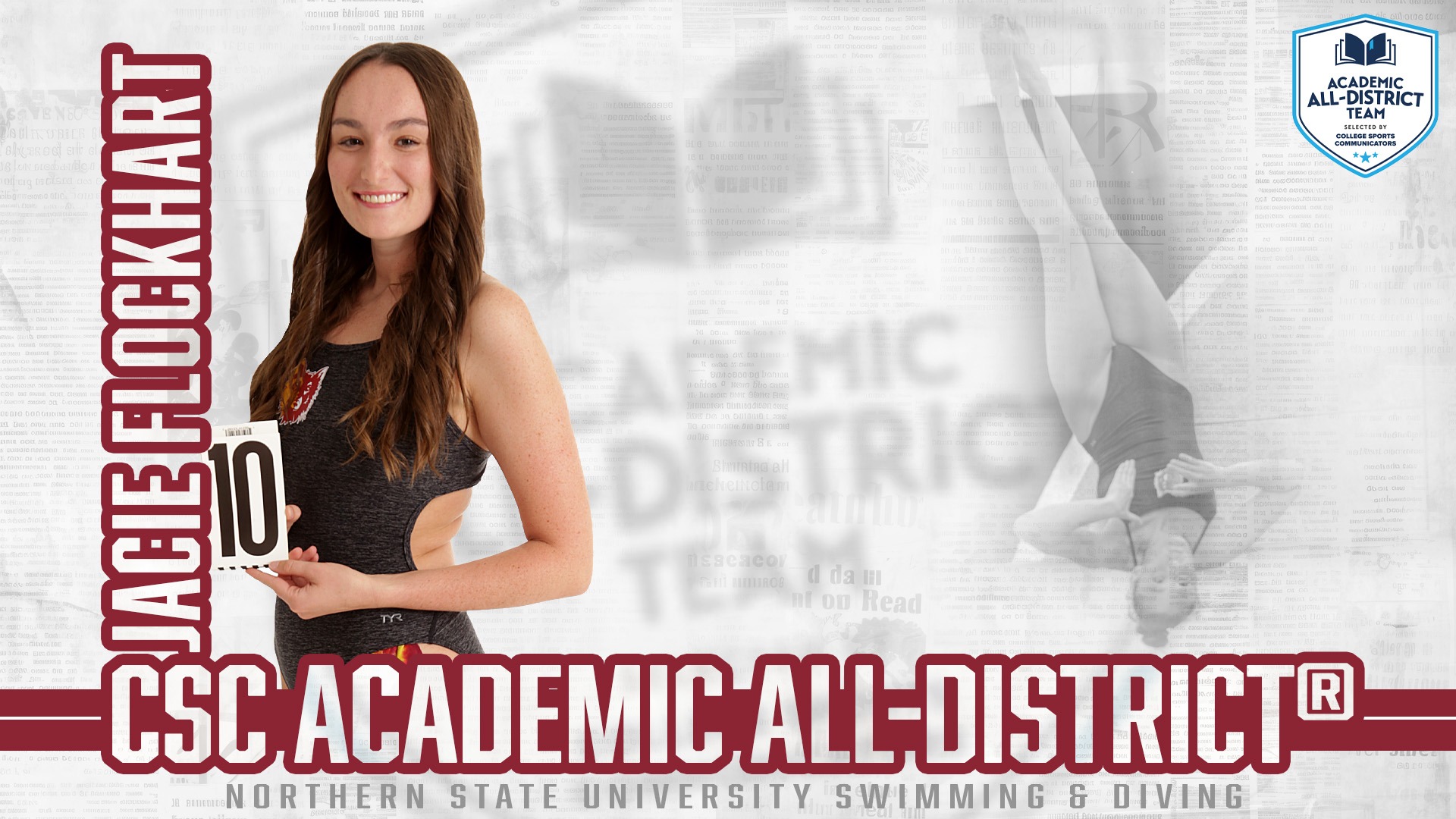 Graphic depicting Jacie Flockhart's honor of being named to the Academic All-District Team