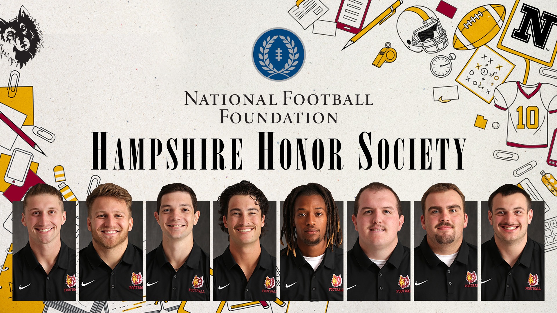 Graphic depicting the eight honorees for the NFF Hampshire Honor Society