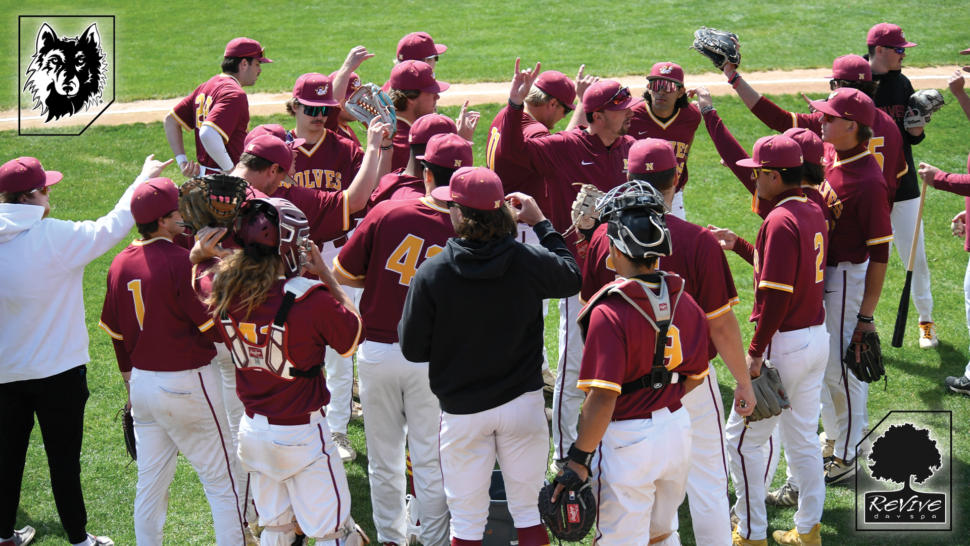 Wolves baseball team huddles up before Wayne State series