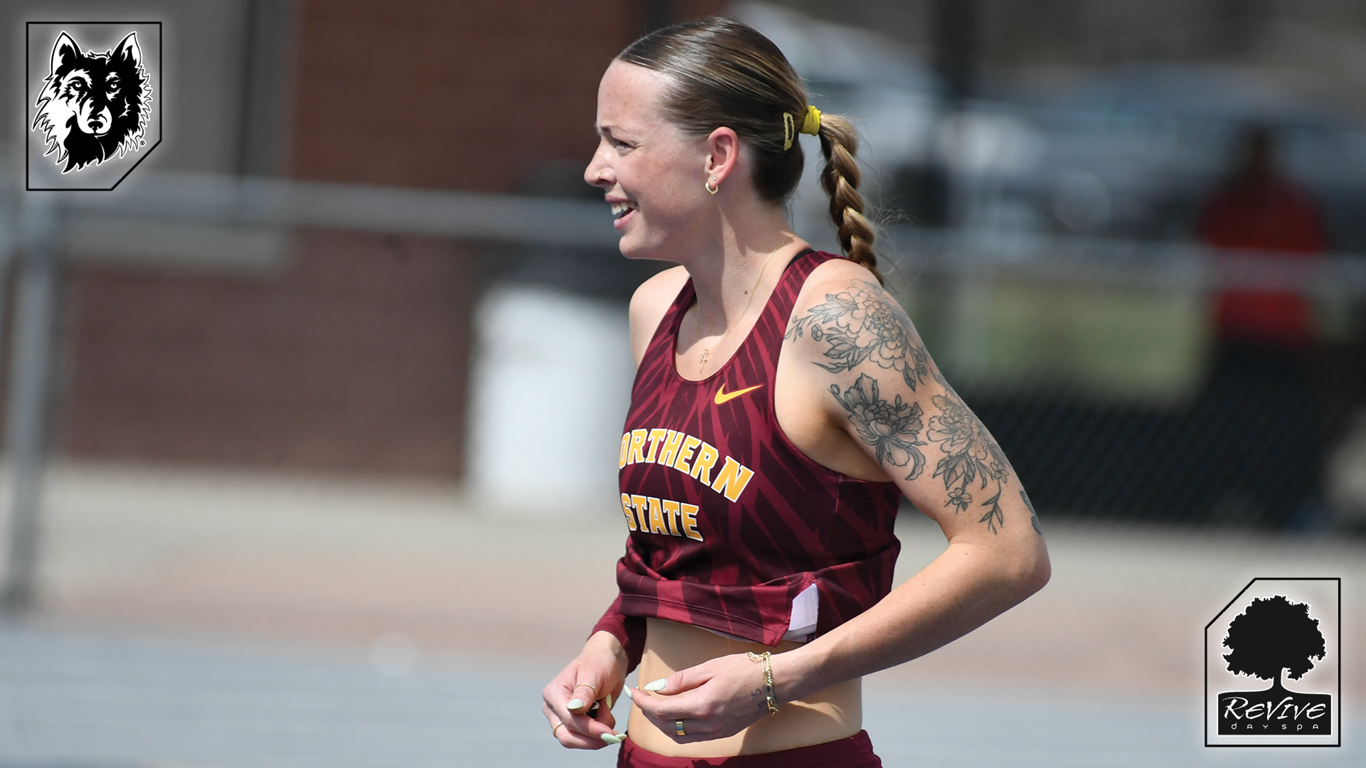 Renea Taylor catching her breath after running the 400m hurdles in the NCAA Championship first round