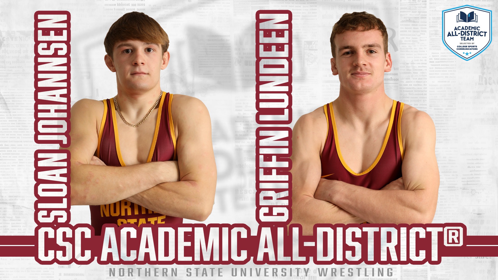 Images of Sloan Johannsen and Griffin Lundeen as members of the CSC Academic All-District team