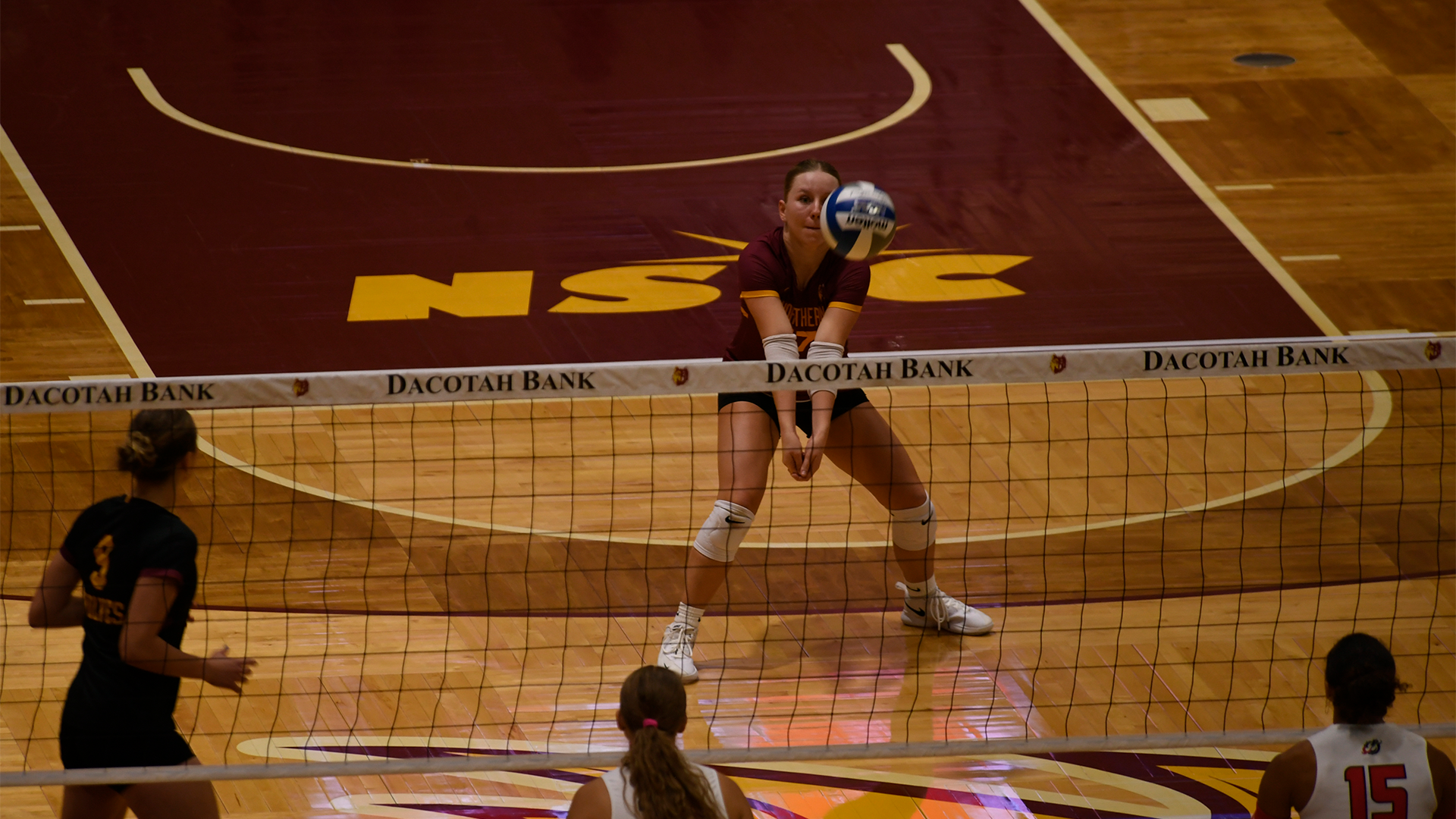 9.22 Volleyball Preview - Ashley Yost digs for a ball against MSU Moorhead