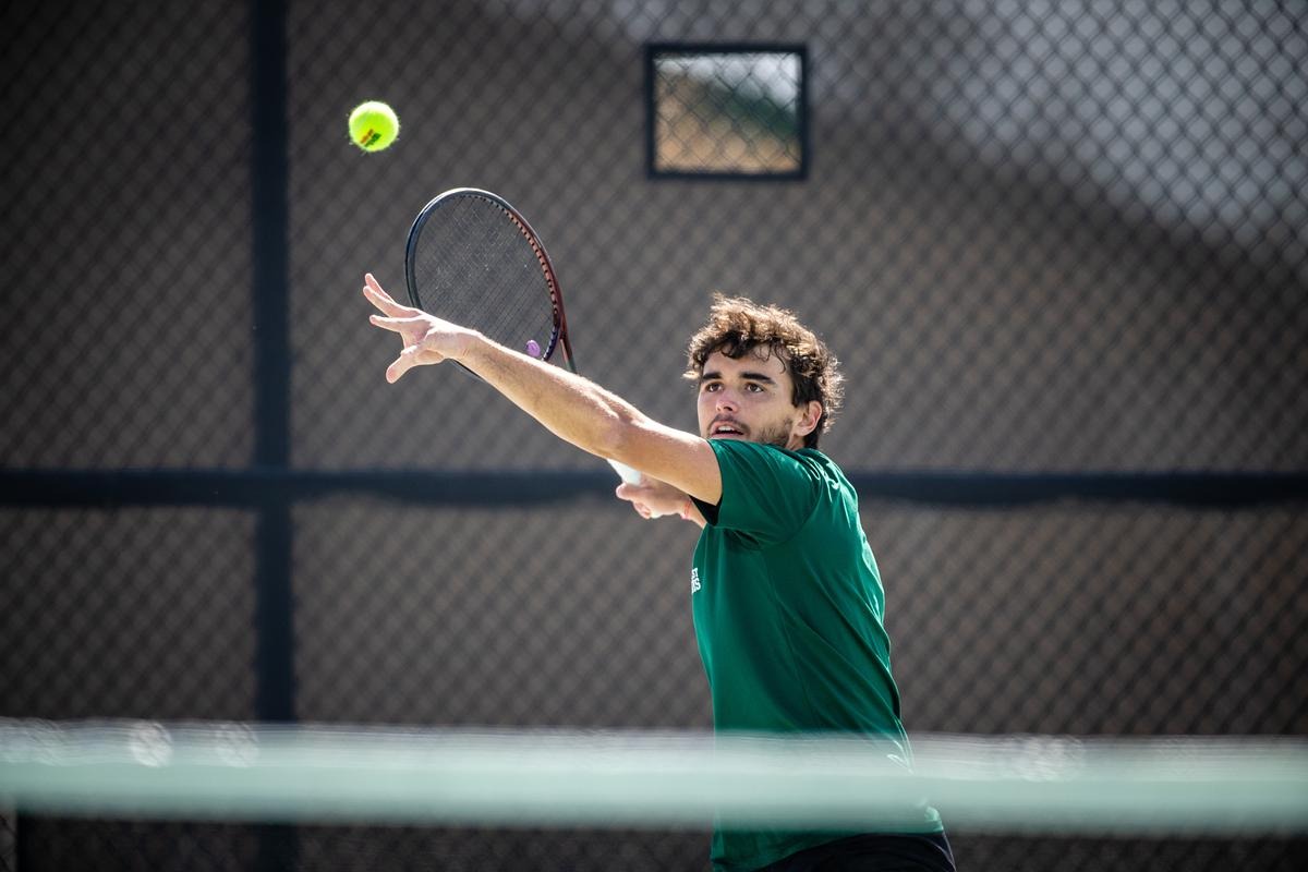 Bearcat men’s tennis vs Southwest Baptist University Mar. 13, 2026. (Photo by Todd Weddle | Northwest Missouri State University)