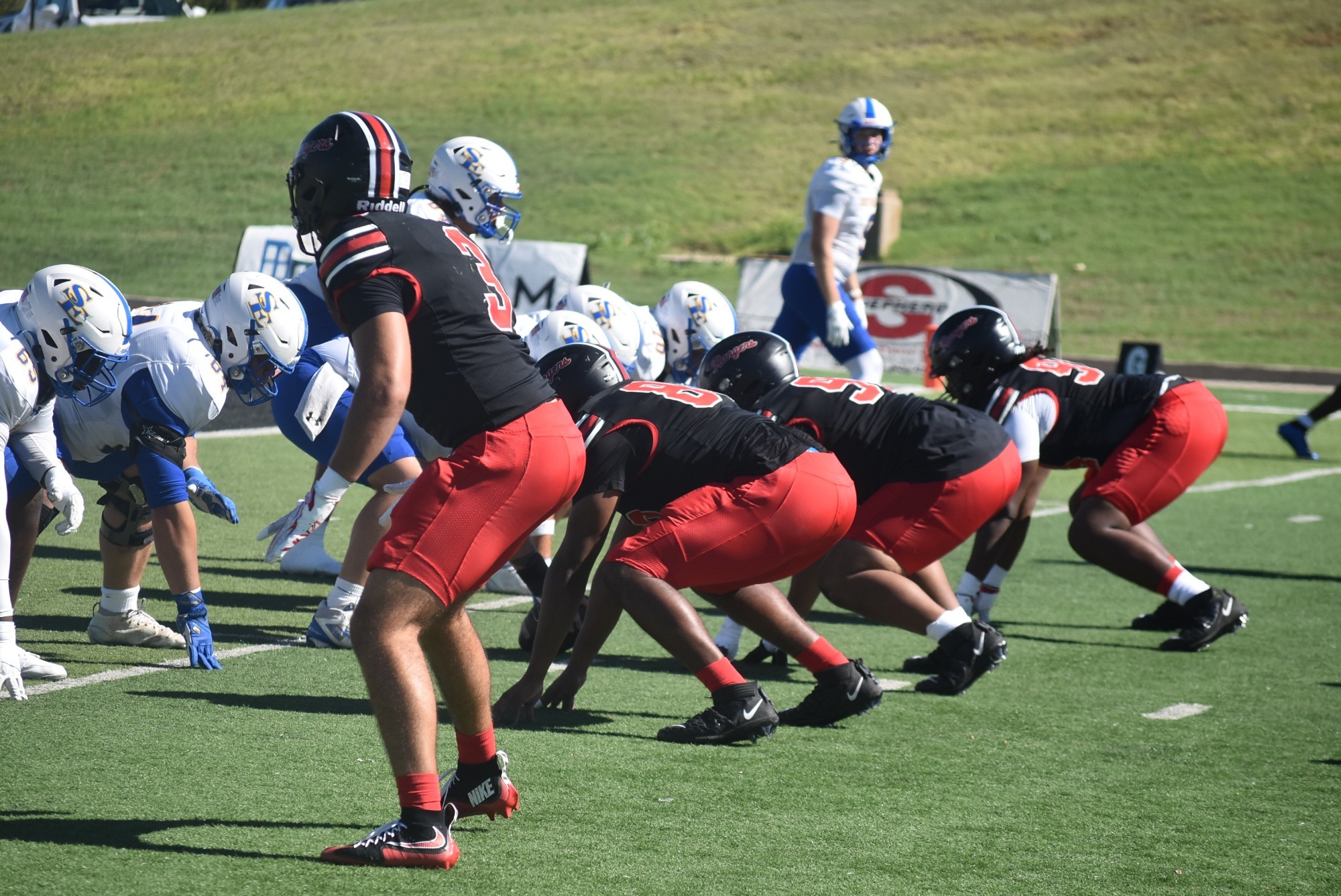 Football players lined up