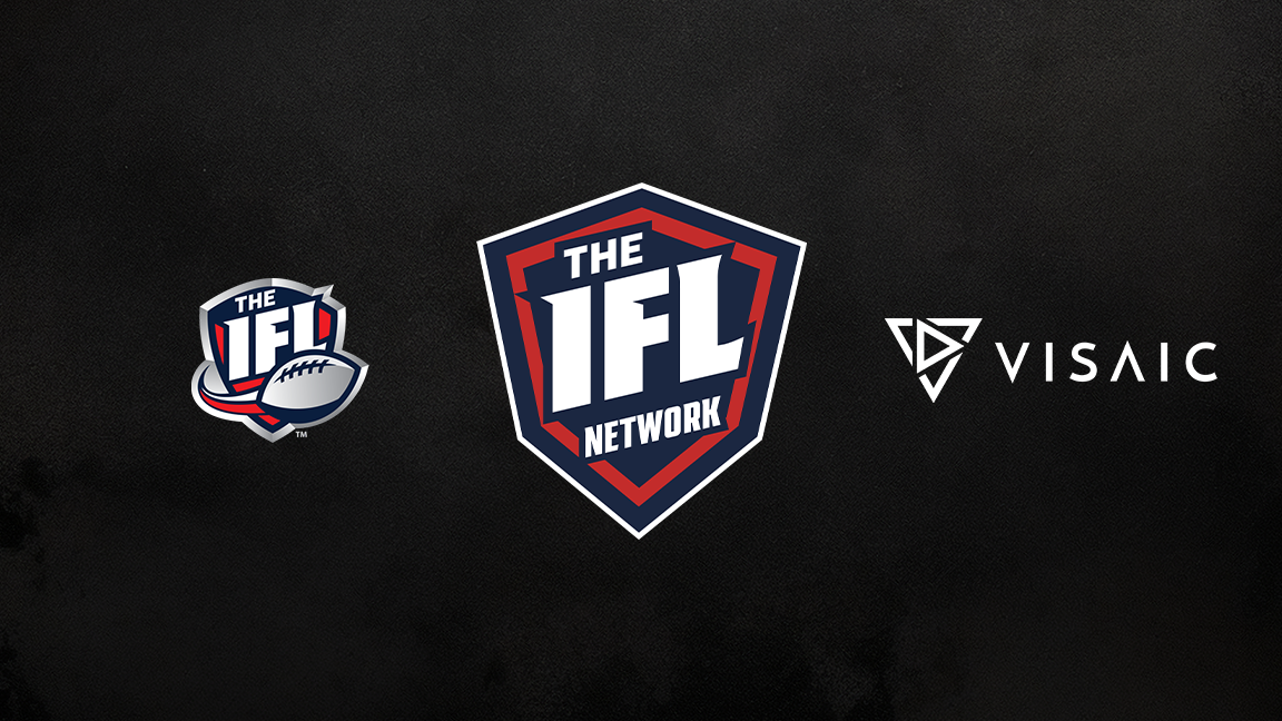 A graphic with three logos on a black background