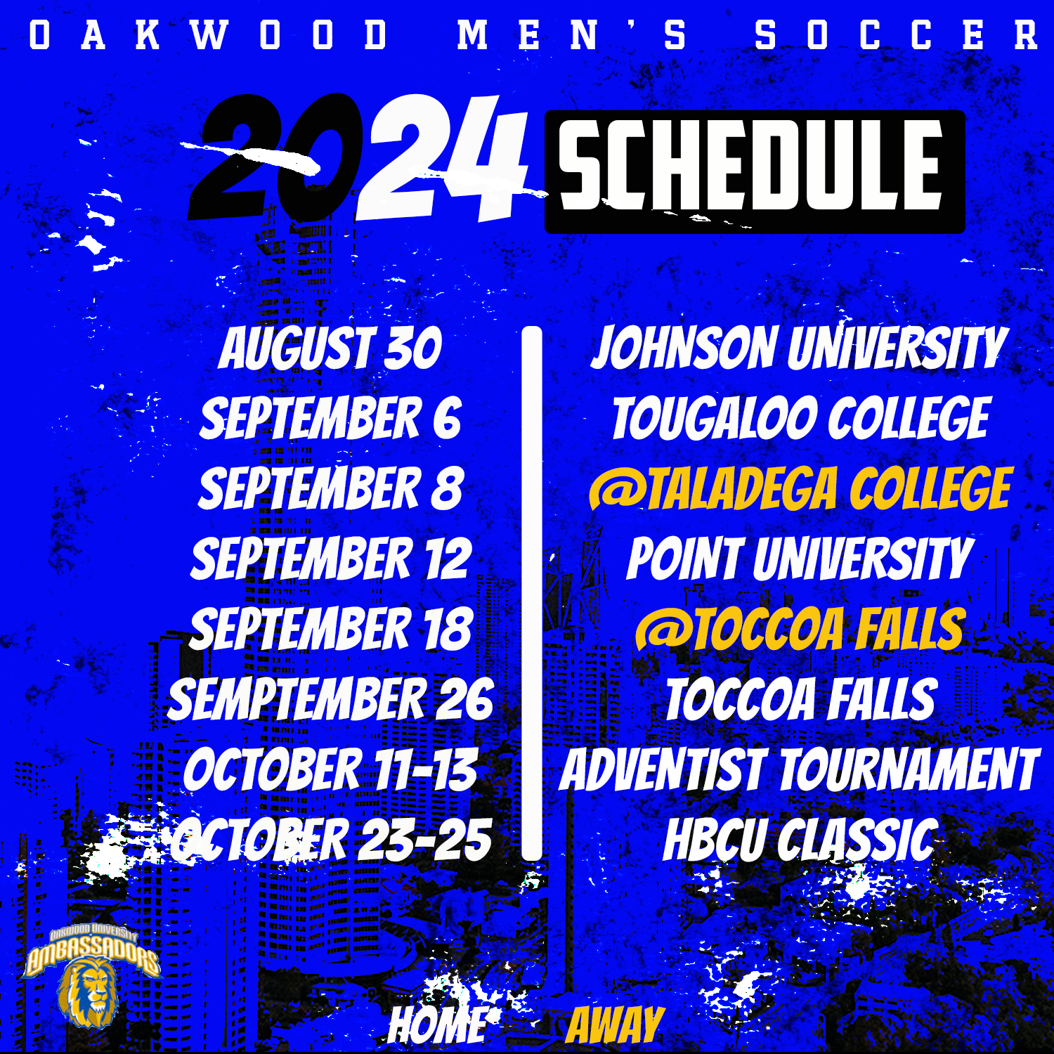 OAKWOOD'S MEN SOCCER FALLS TO TALLADEGA COLLEGE Oakwood University