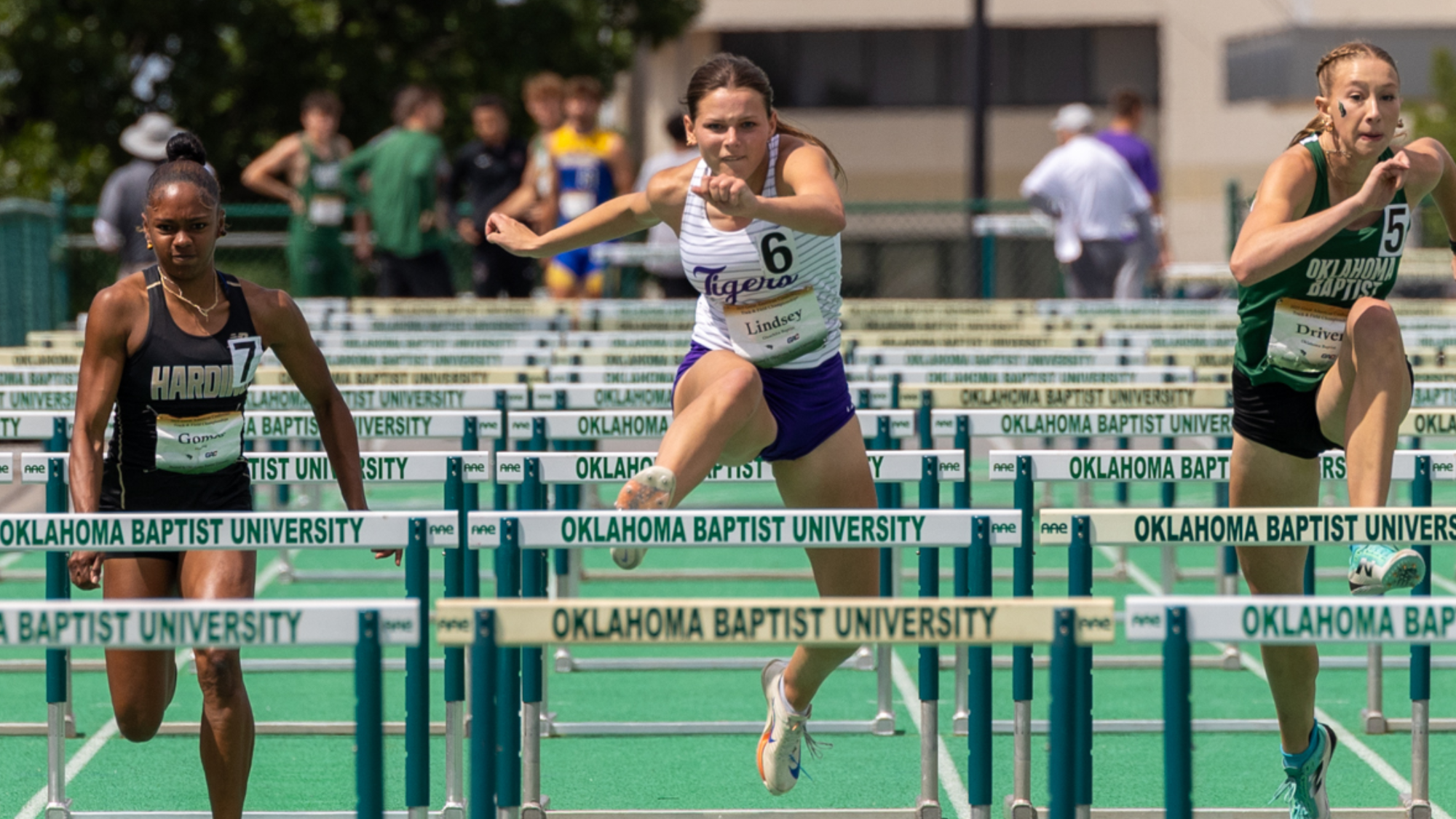 Belle Lindsey hurdles at 2025 GAC championships