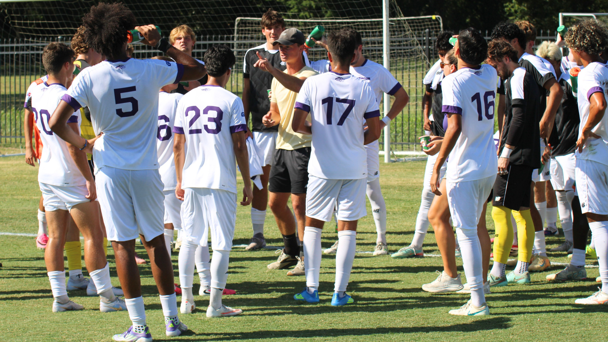 Men's soccer huddle 2026 preseason