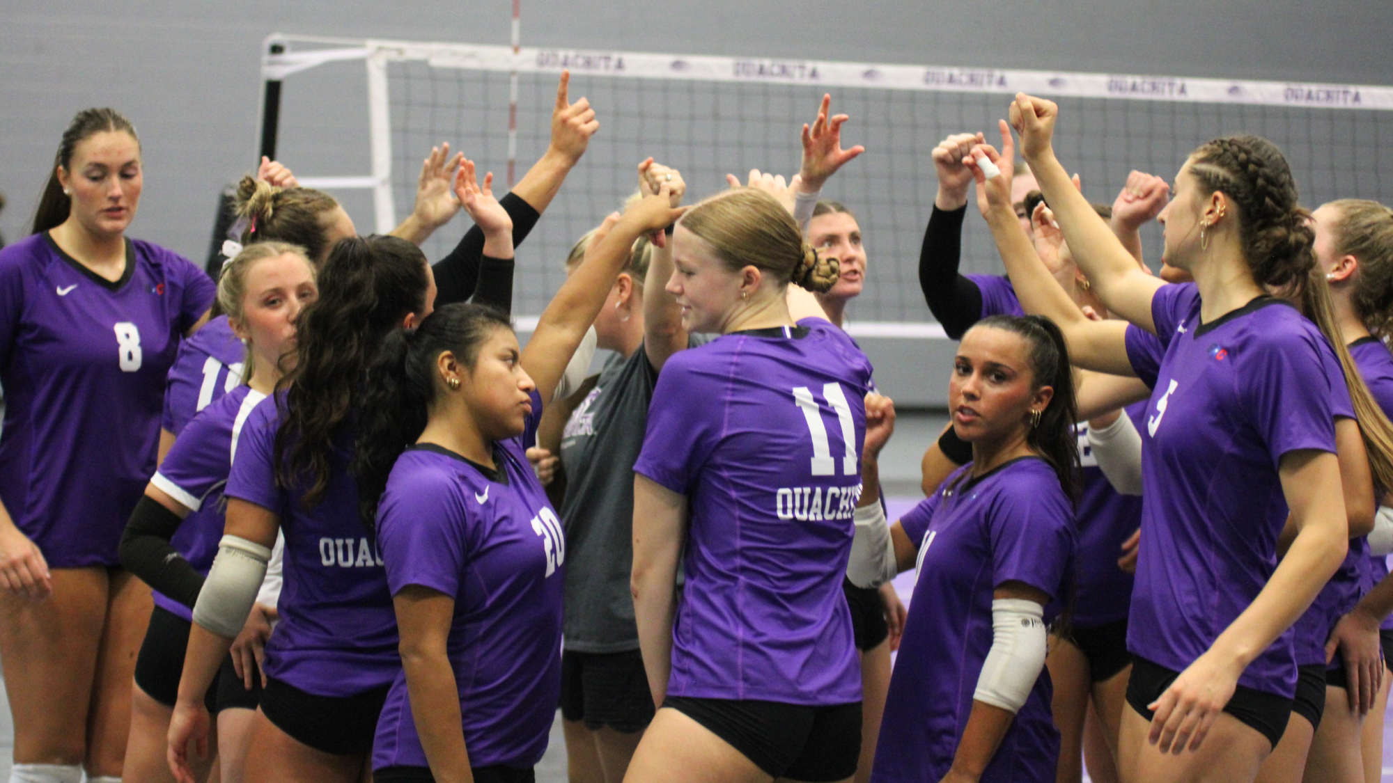 Volleyball huddle 2026 vs Ozarks