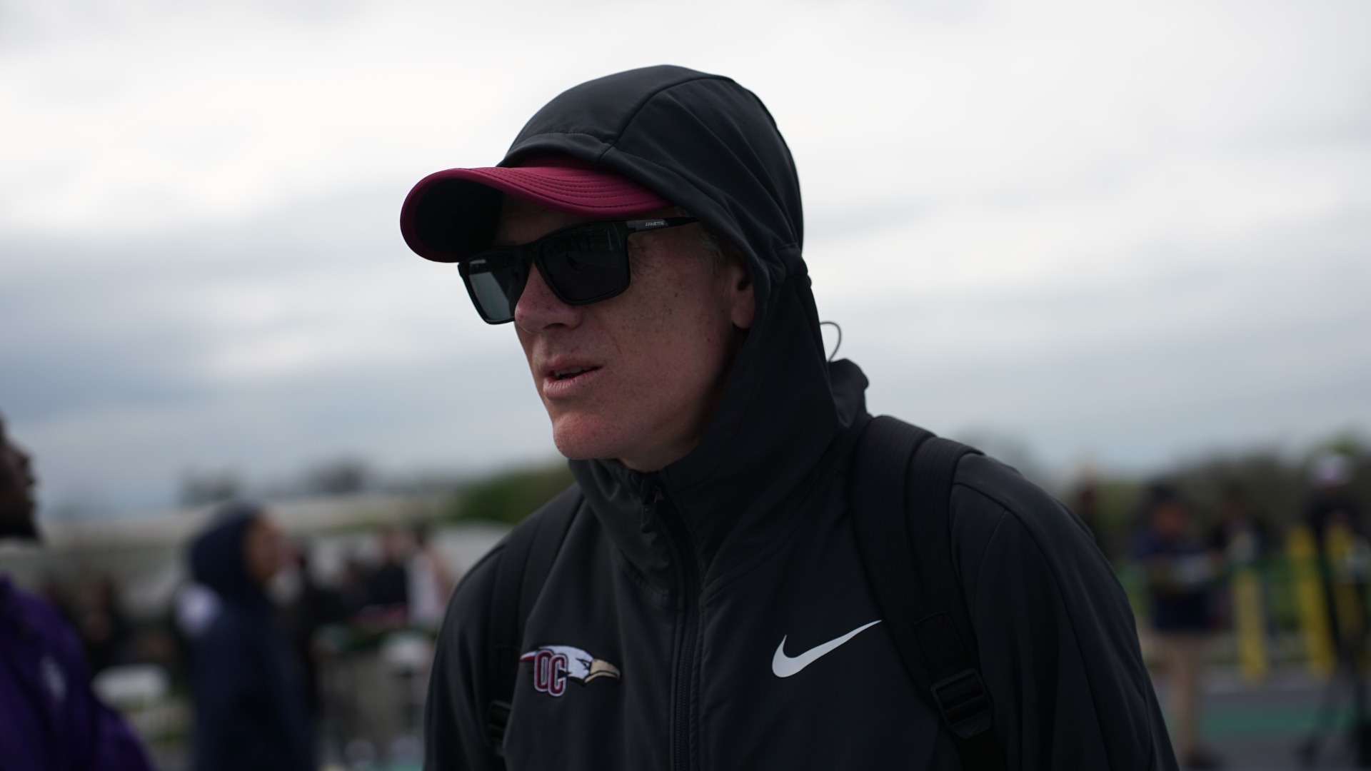 Coach Miller at outdoor track meet