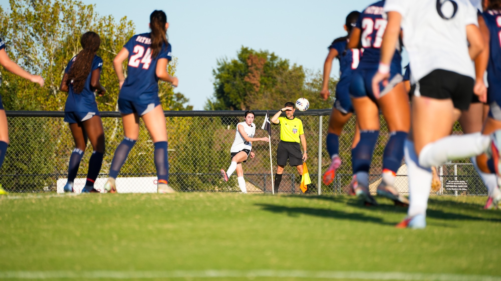 Caid Jefferson Sends a cross into the box against UT Tyler