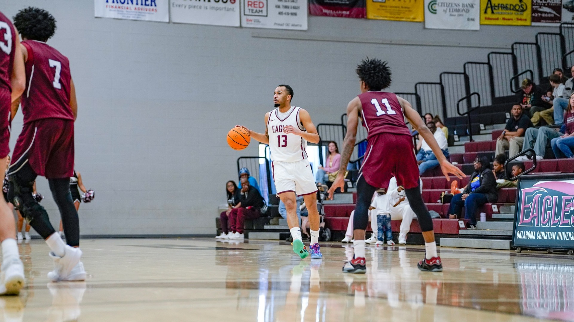 Howell dribbling ball up the court vs. West Texas A&M