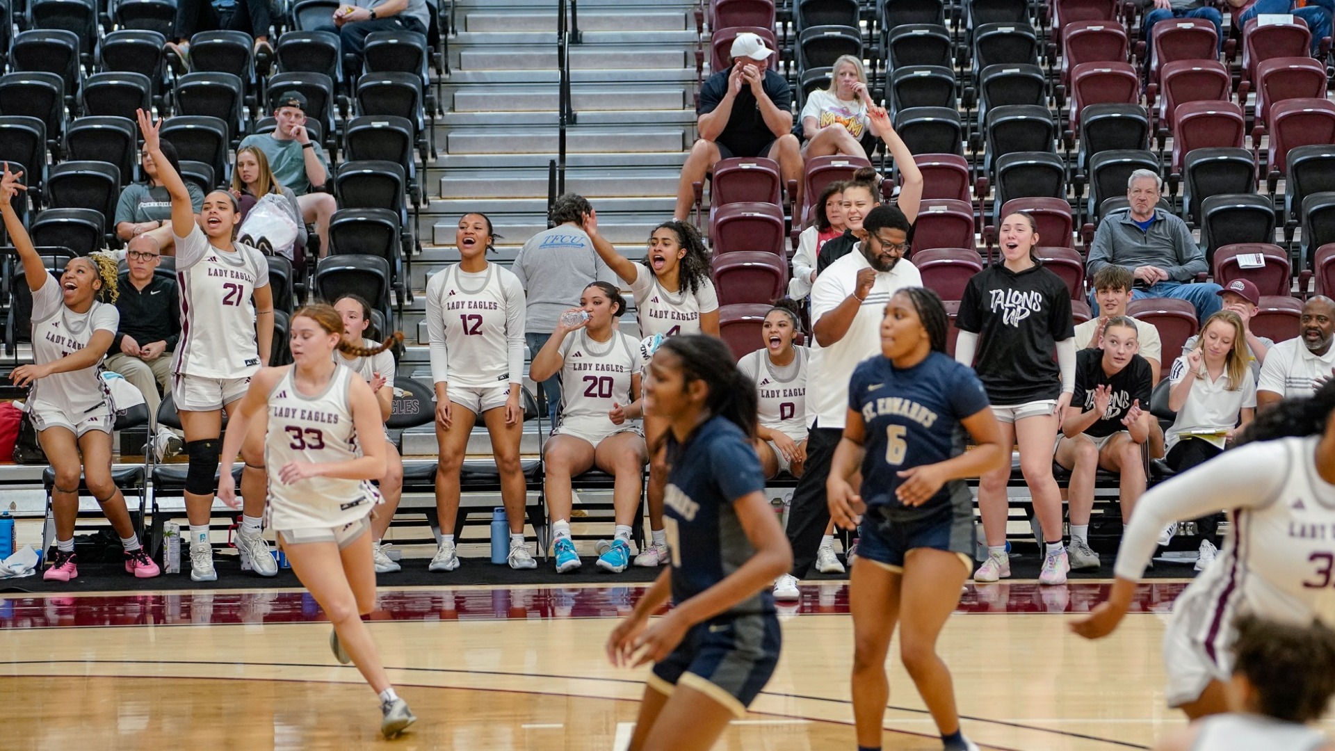 Lady Eagles bench vs. St. Edward's