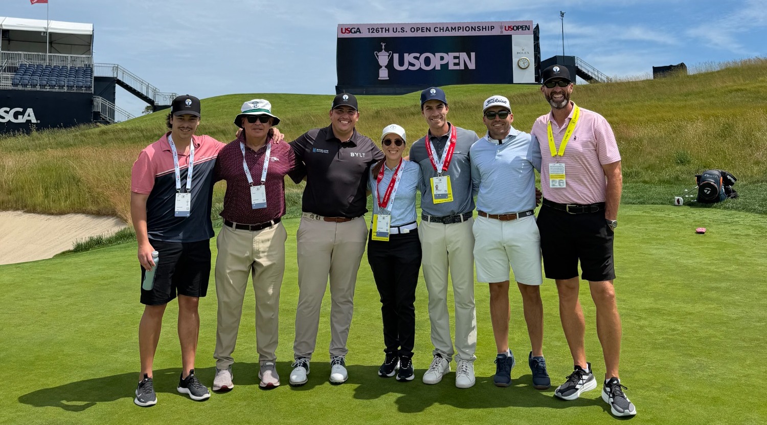 Mateo Pulcini playing at U.S. Open with Coach Lynn caddying for him
