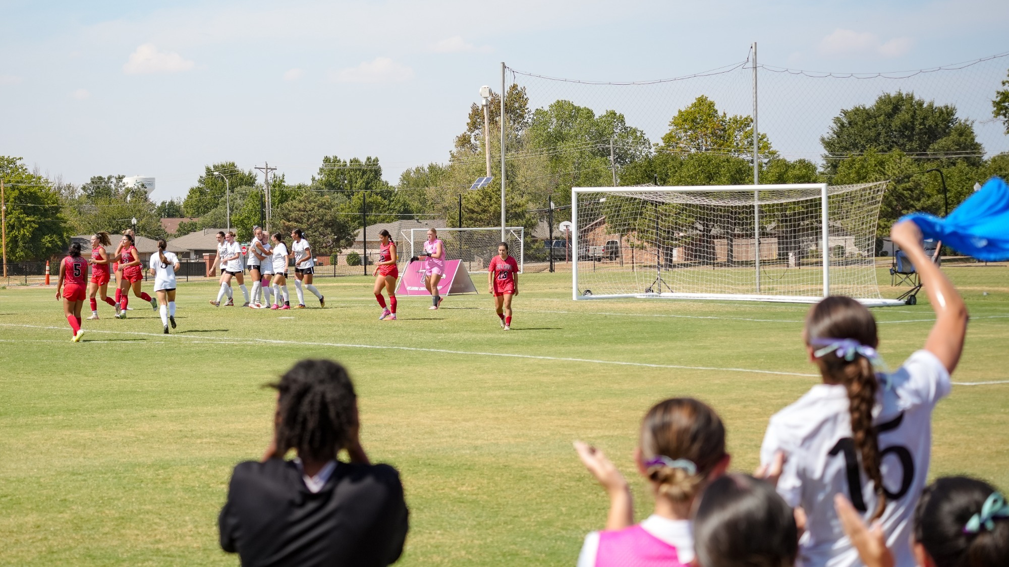 Women's Soccer Bench Celebrates Kam Carter's Goal Against Sul Ross State 
