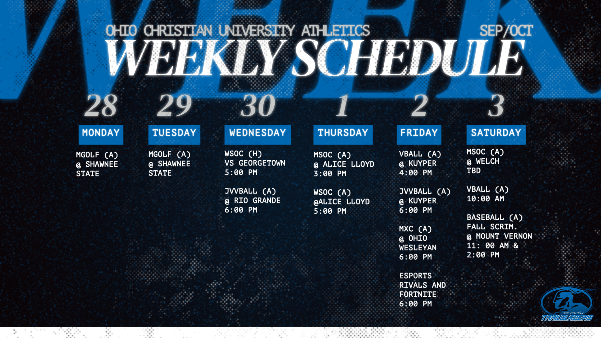 weekly schedule