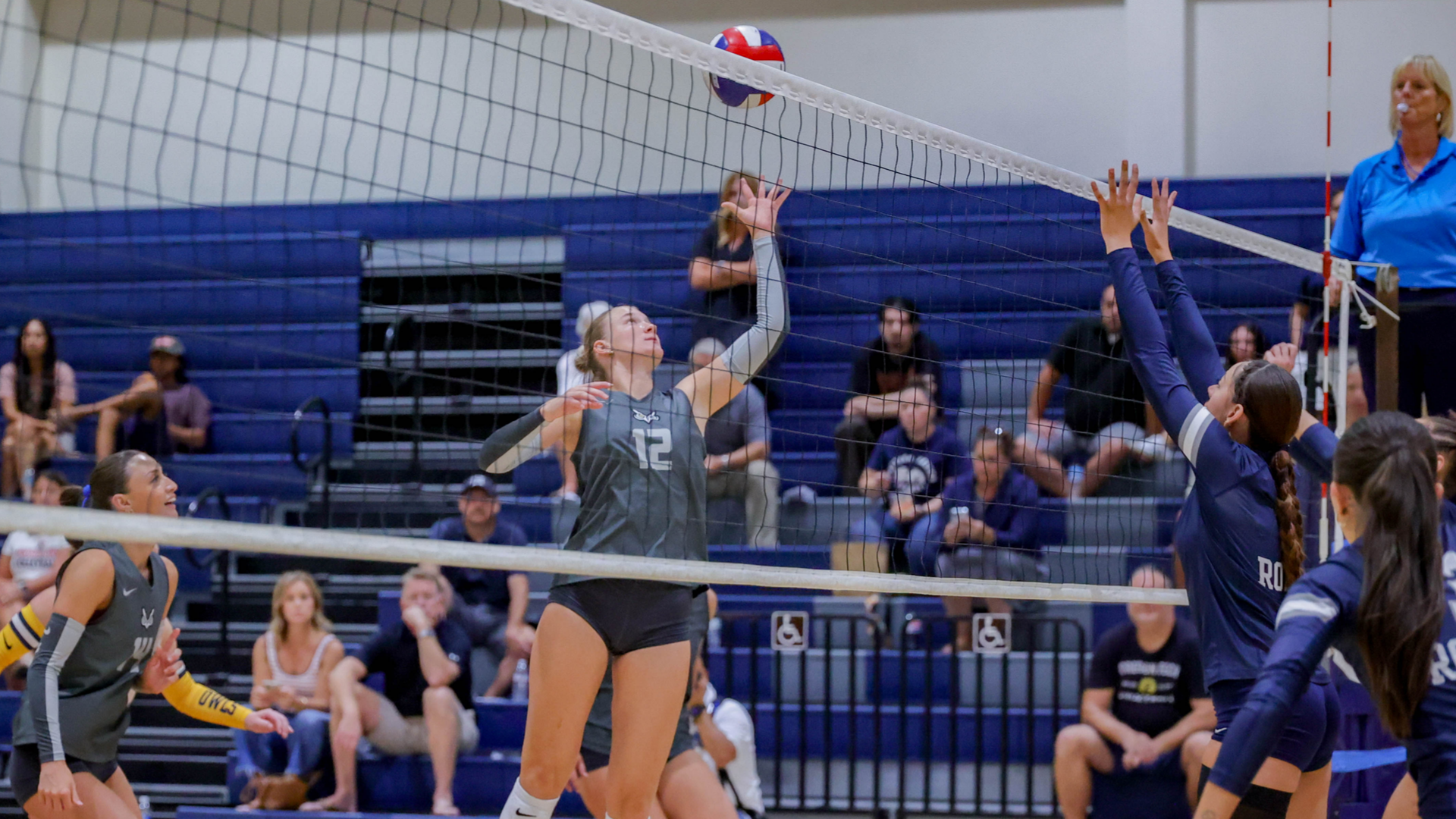Player hitting volleyball shot