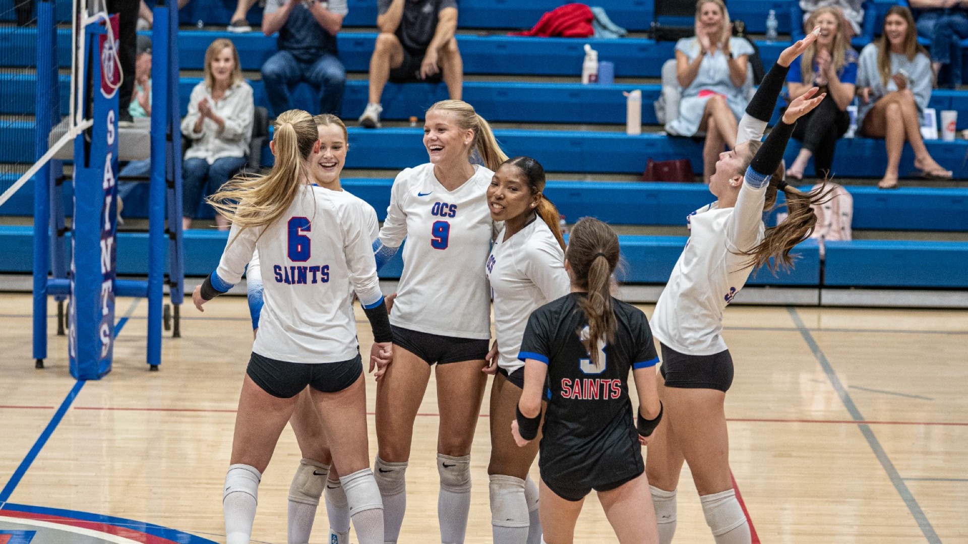 Saints VB celebrate after point against casady