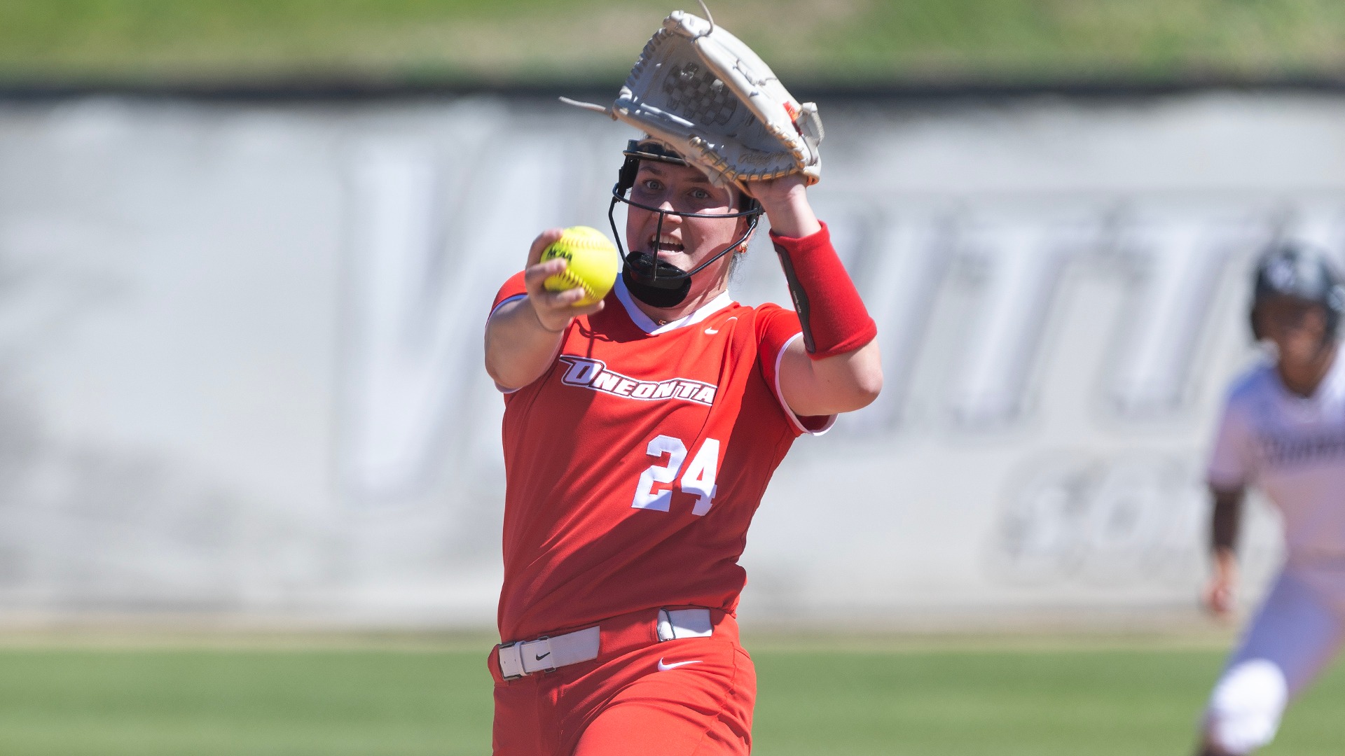 Bridget Barry pitches against Whittier College