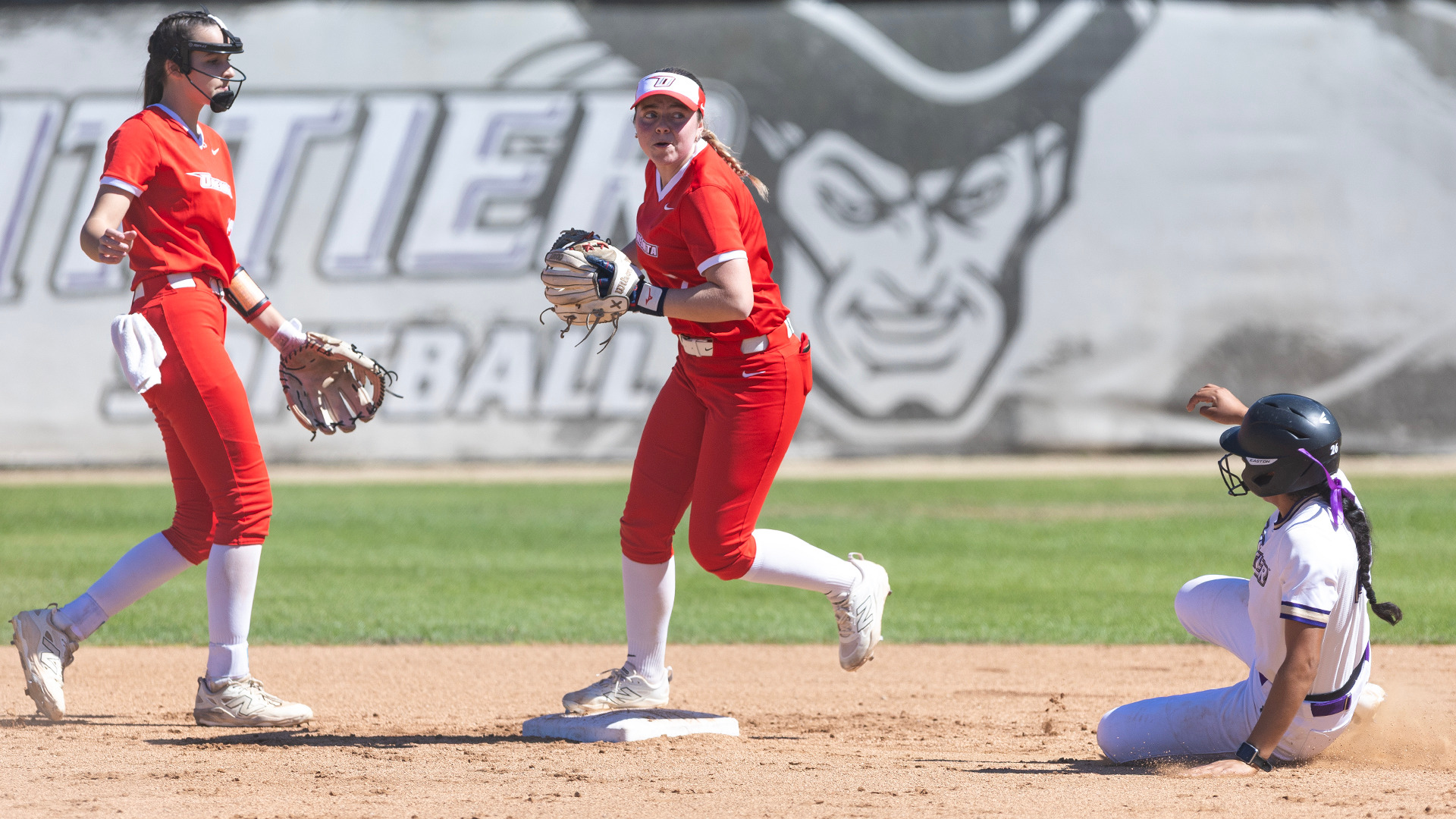 Riley McDonnell looks to complete double play against Whittier