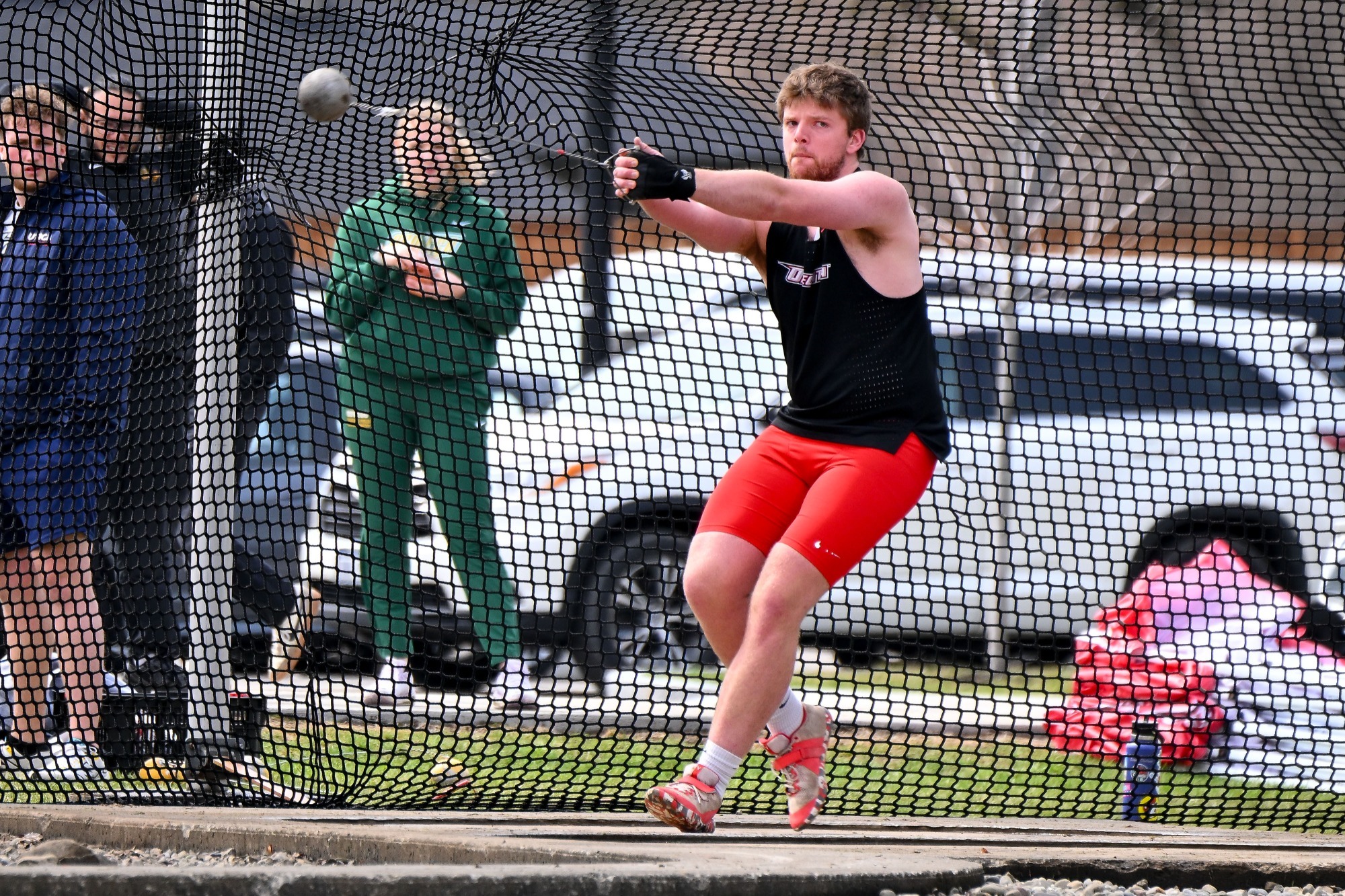Connor Vredenburgh participating in the Hammer Throw at the Cortland Red Dragon Open