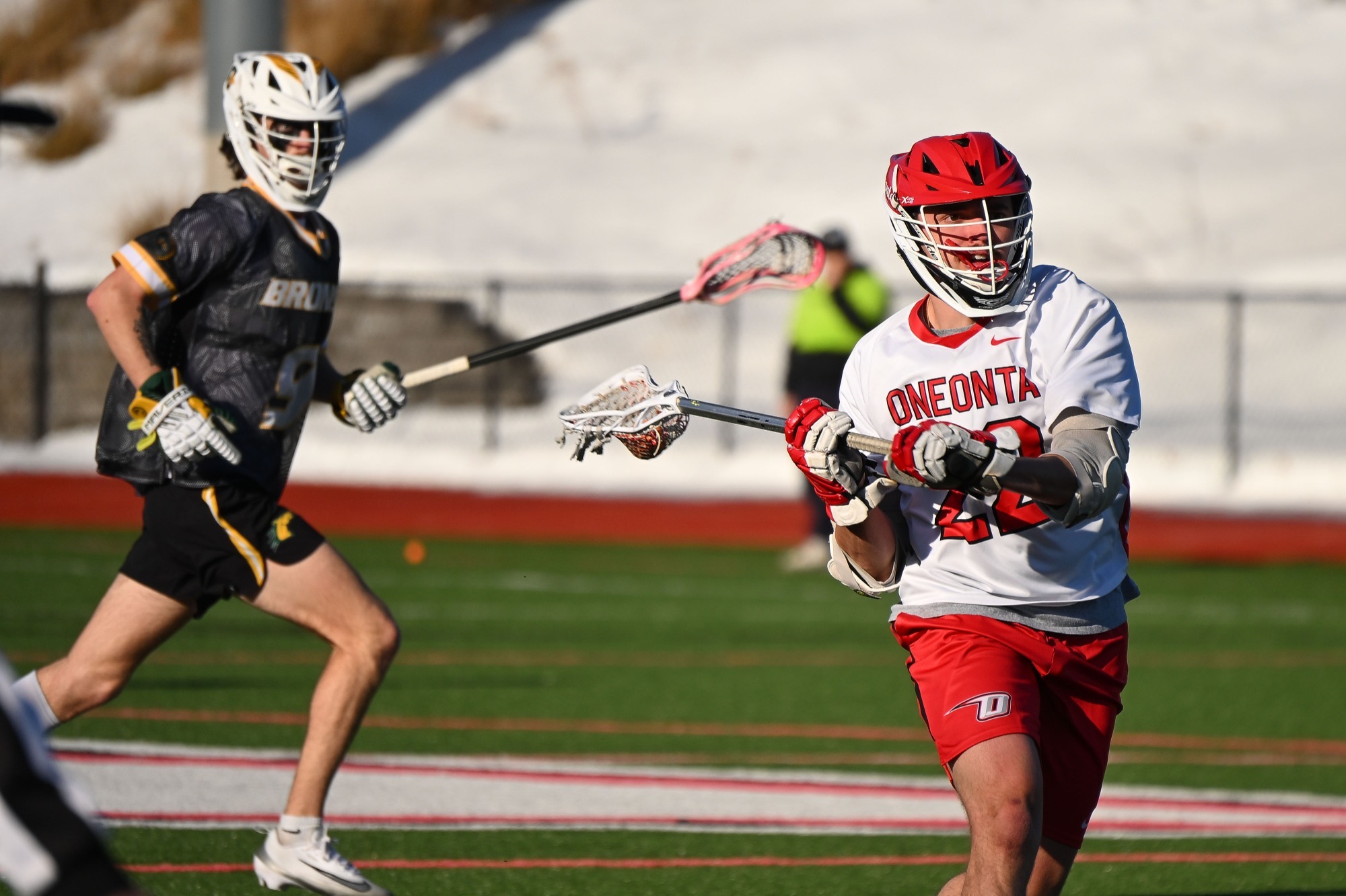 Daniel Macchiarella carries the ball against Delhi